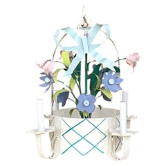 Vintage Late 20th Century French Floral Pastel Chandelier