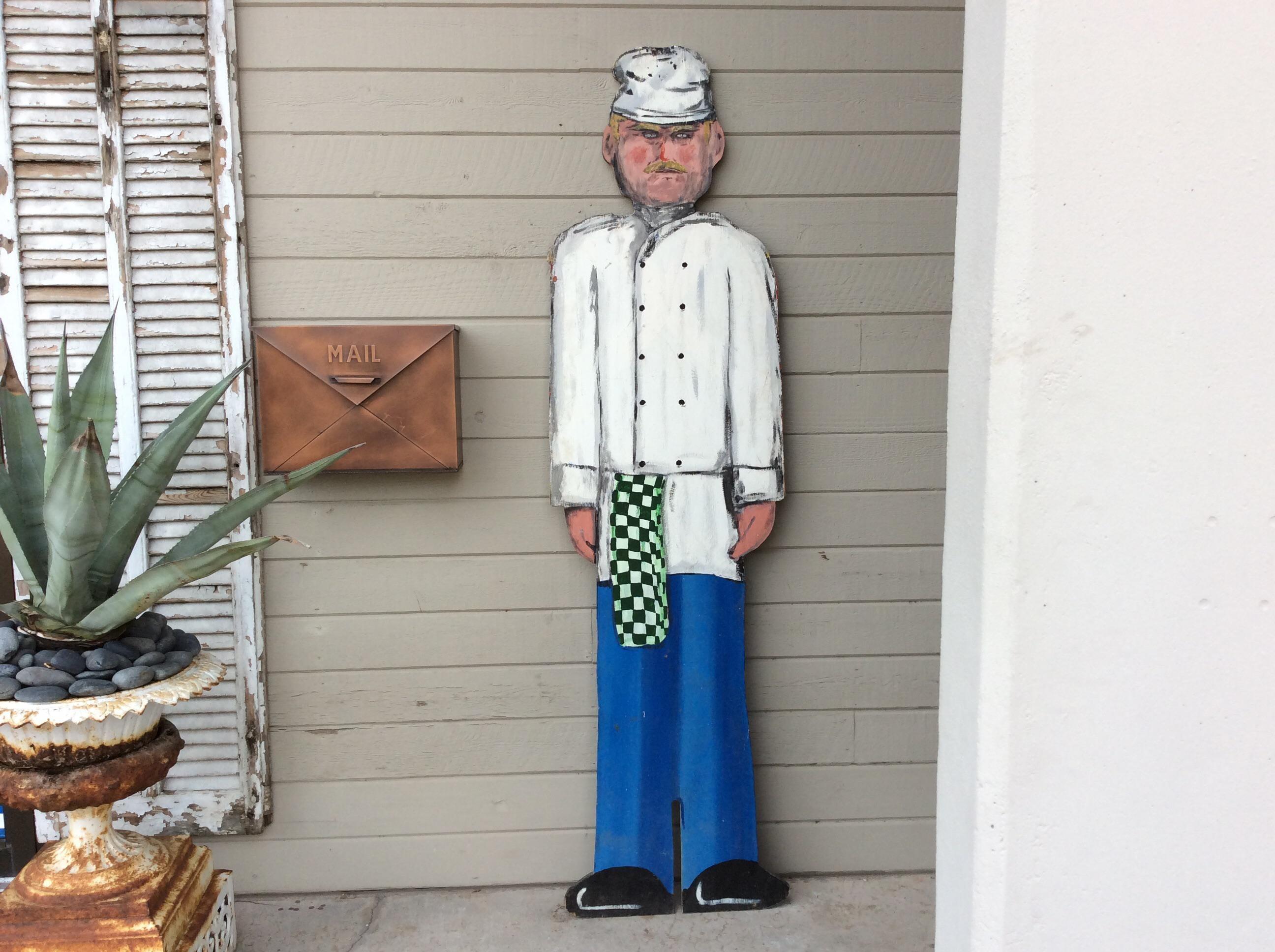 Panneau de chef vintage français de la fin du 20e siècle en bois peint sur deux faces Bon état - En vente à Burton, TX