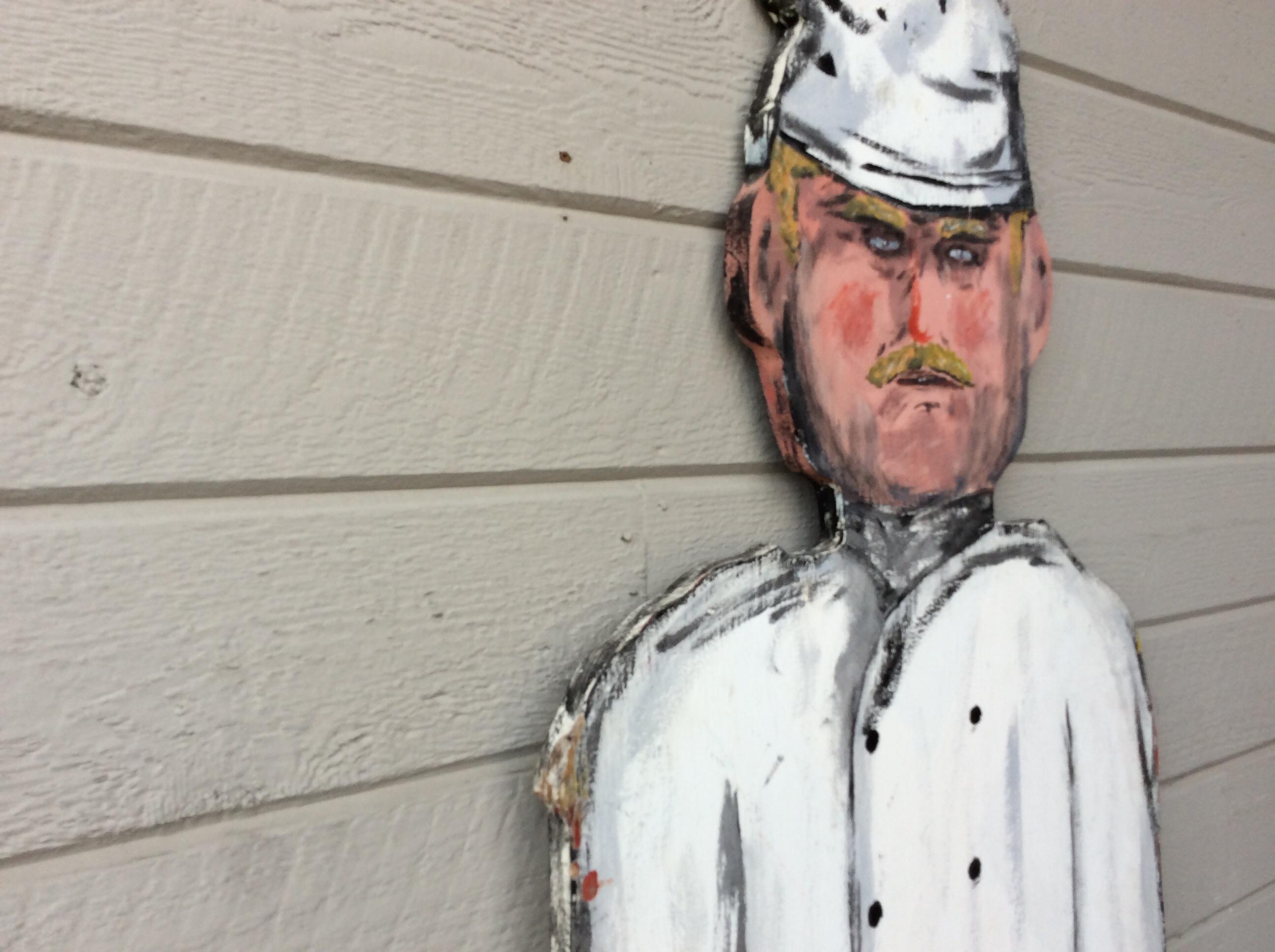 Panneau de chef vintage français de la fin du 20e siècle en bois peint sur deux faces en vente 1