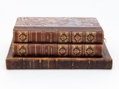 Vintage Late 20th Century Leather Bound Books - Set of 3