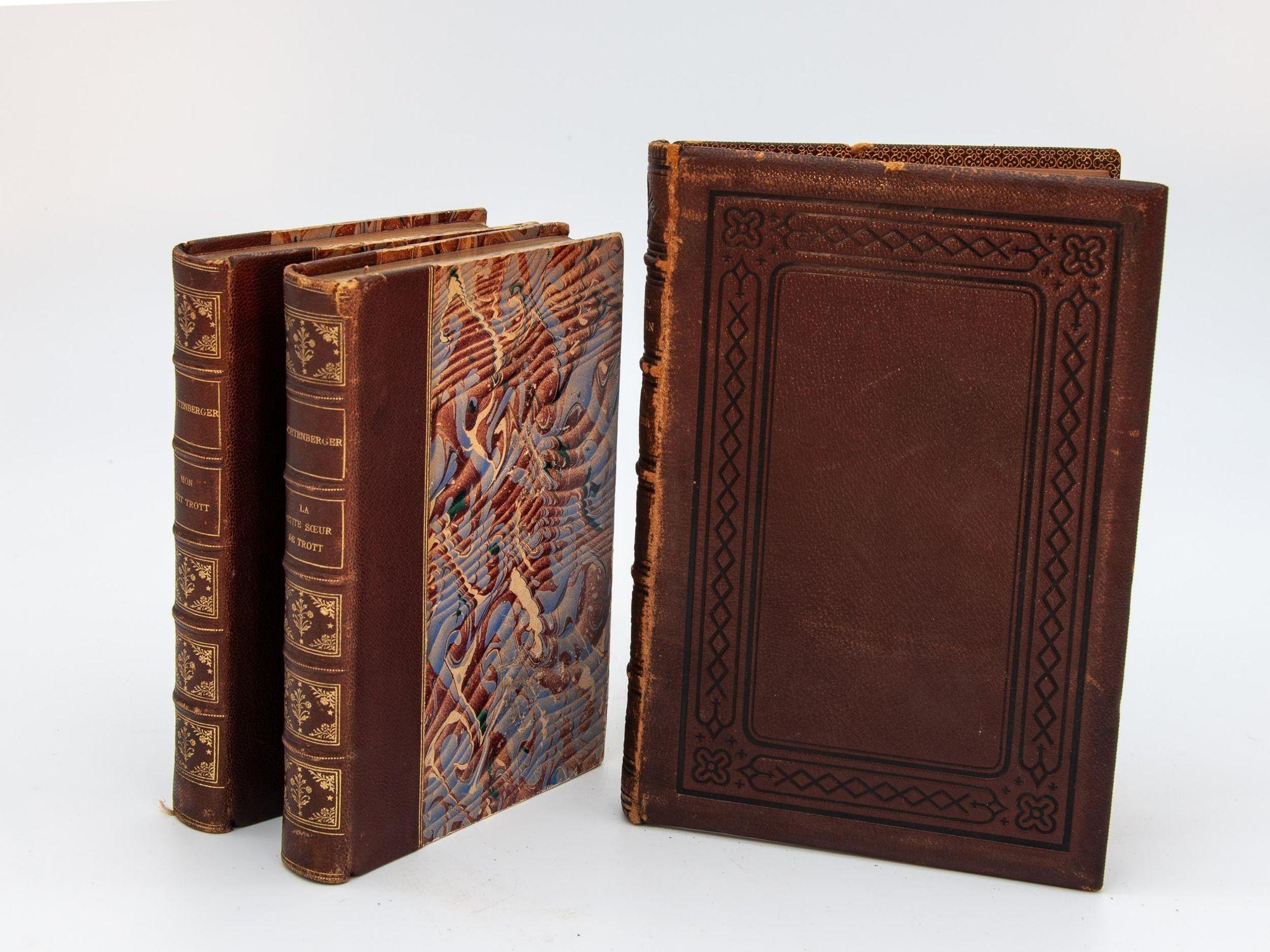 Vintage Late 20th Century Leather Bound Books - Set of 3 (Livres reliés en cuir de la fin du 20ème siècle) Bon état - En vente à South Salem, NY