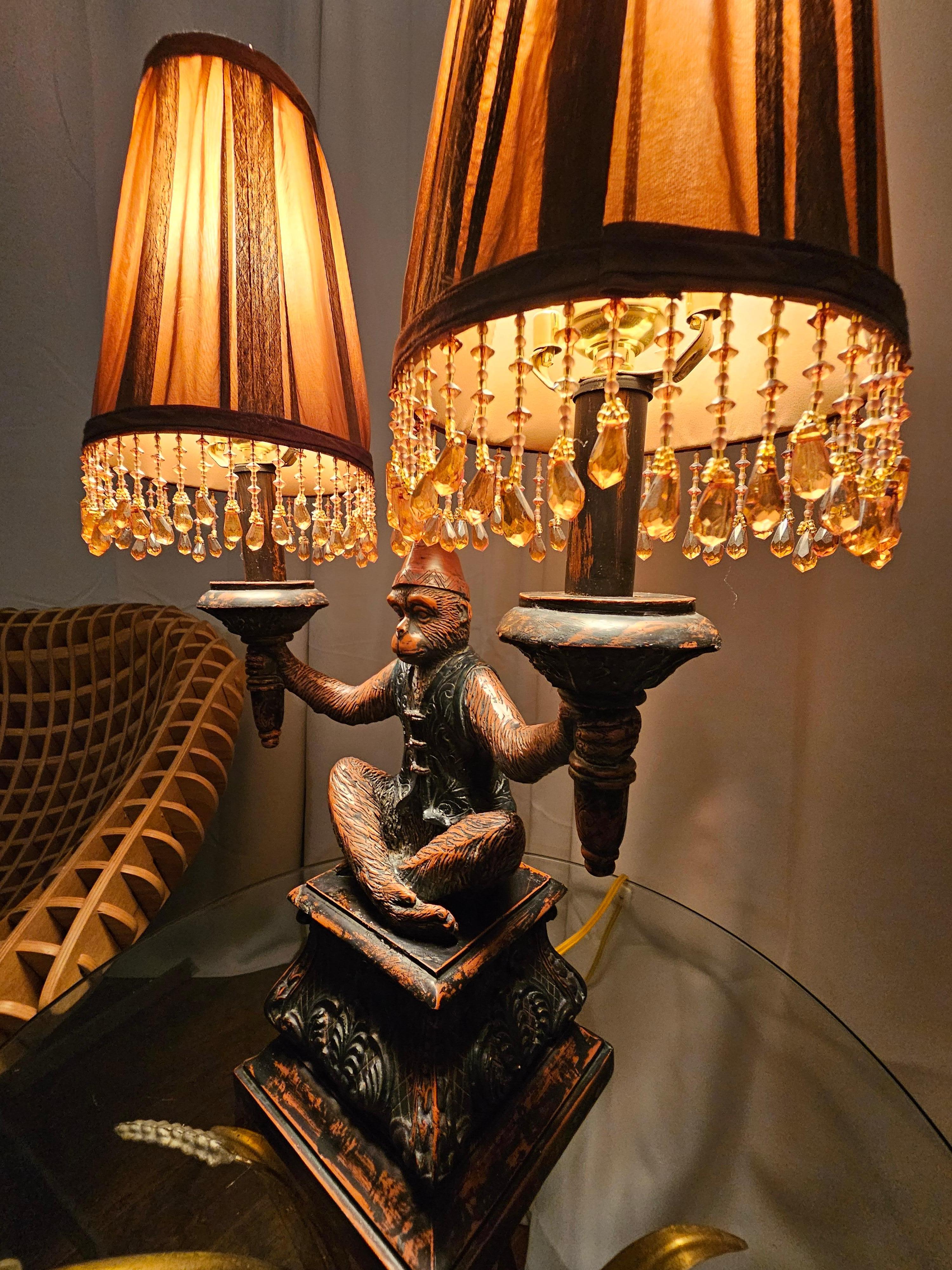 Vintage Ende des 20. Jahrhunderts Maitland Smith Bellhop Monkey Dual Lampe 9