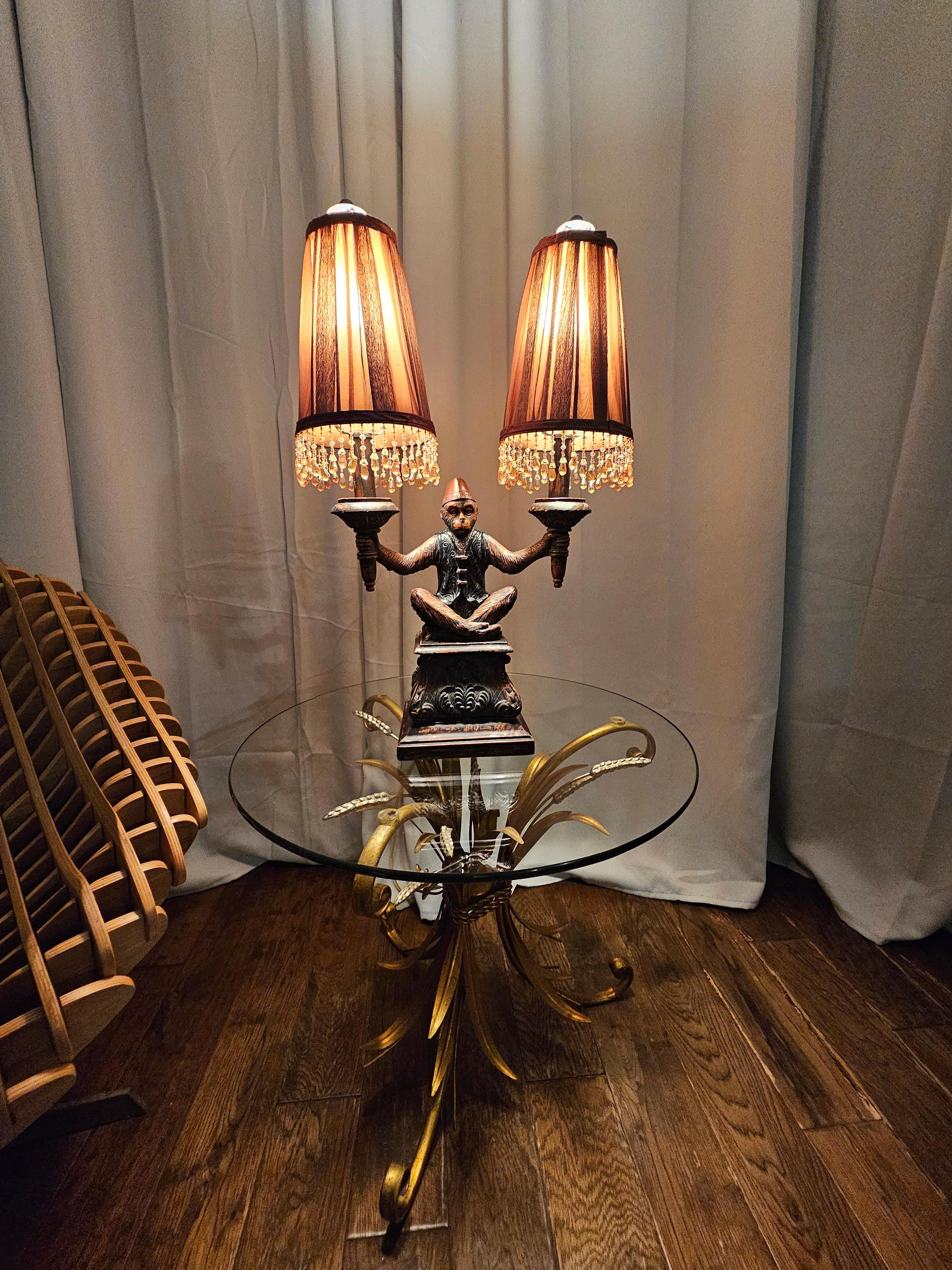 Vintage Late 20th Century Maitland Smith Bellhop Monkey Dual Lamp For Sale 9