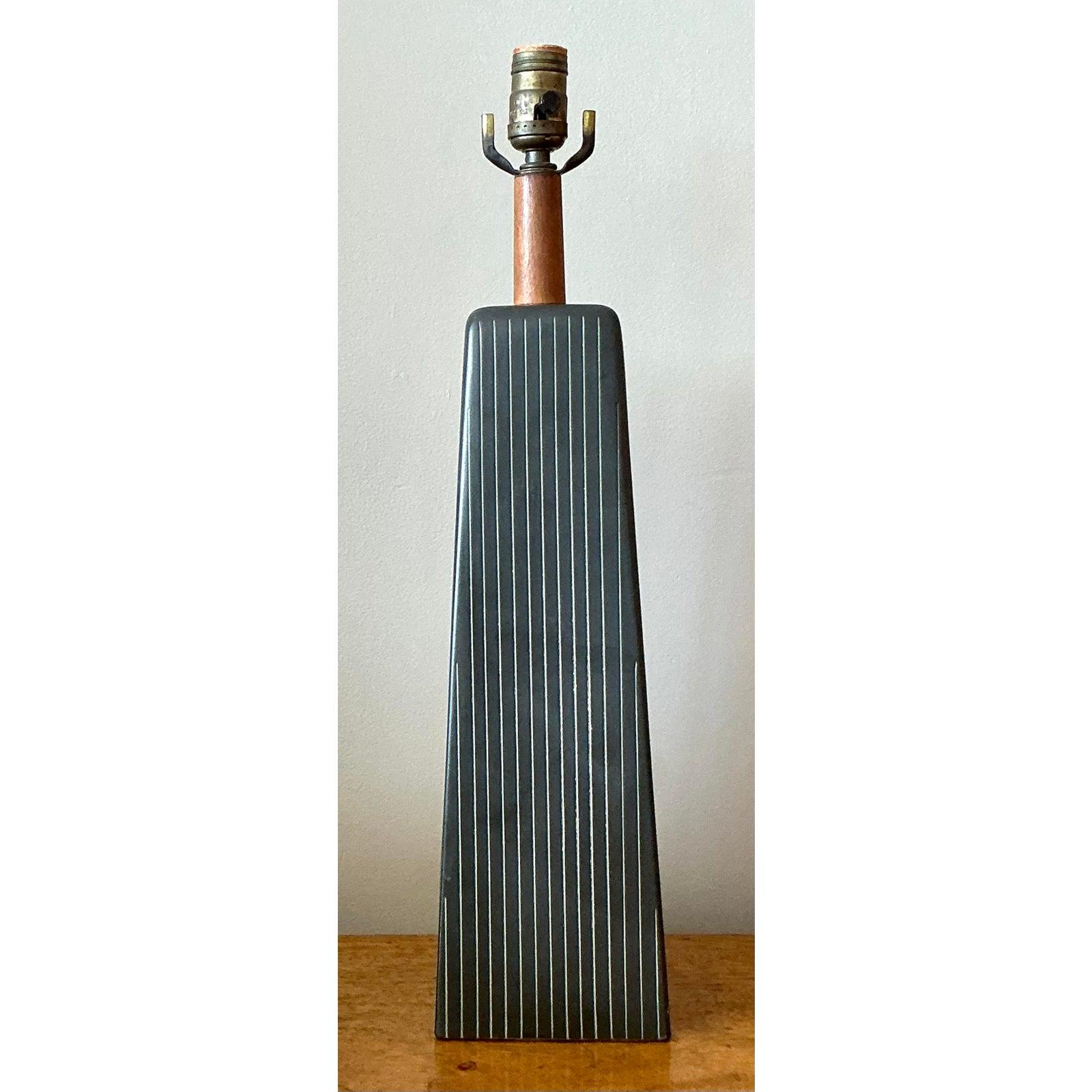 American Vintage Late 20th Century Martz Pinstripe Lamp For Sale