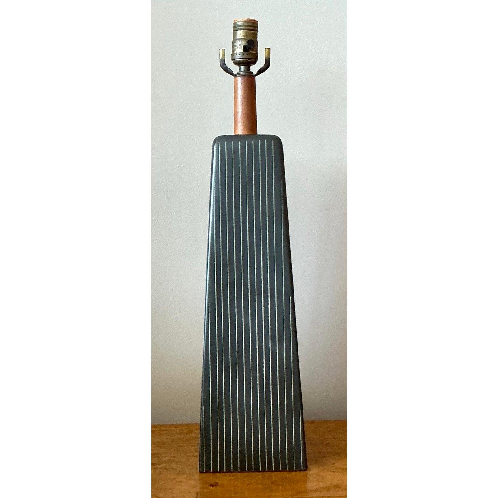 Vintage Late 20th Century Martz Pinstripe Lamp For Sale 2