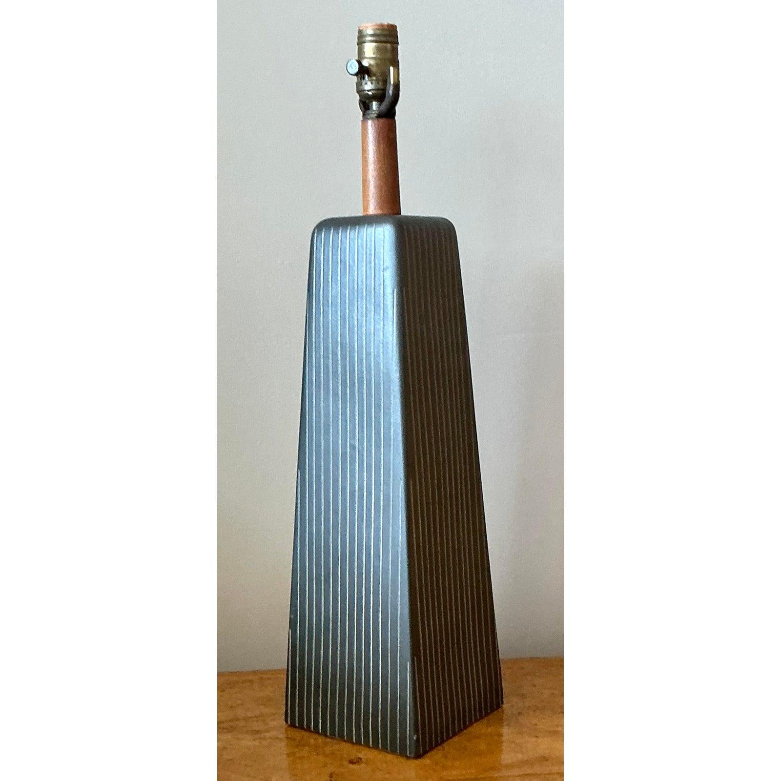 Vintage Late 20th Century Martz Pinstripe Lamp For Sale 3