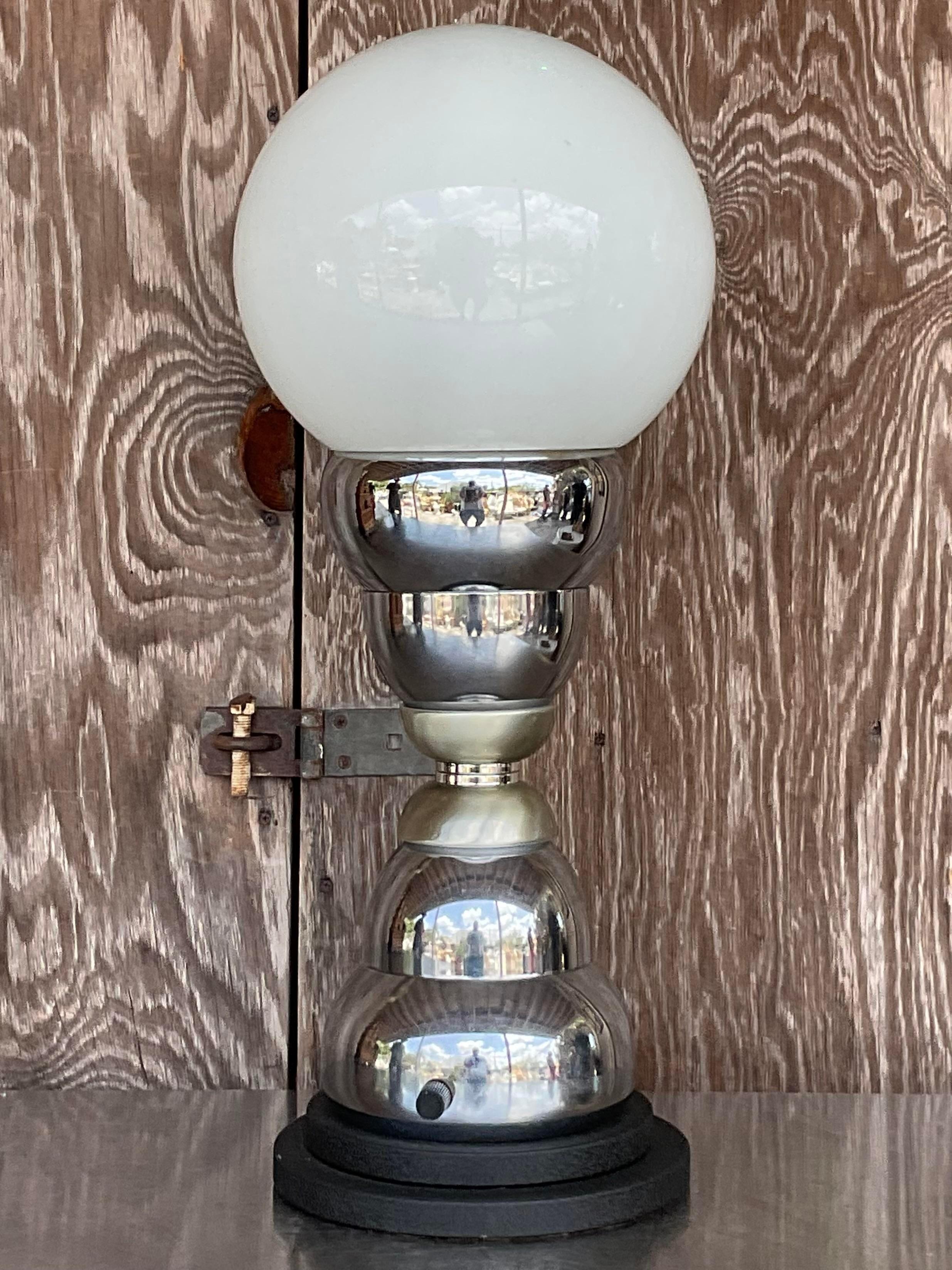 Post-Modern Vintage Late 20th Century Postmodern Chrome Table Lamp For Sale