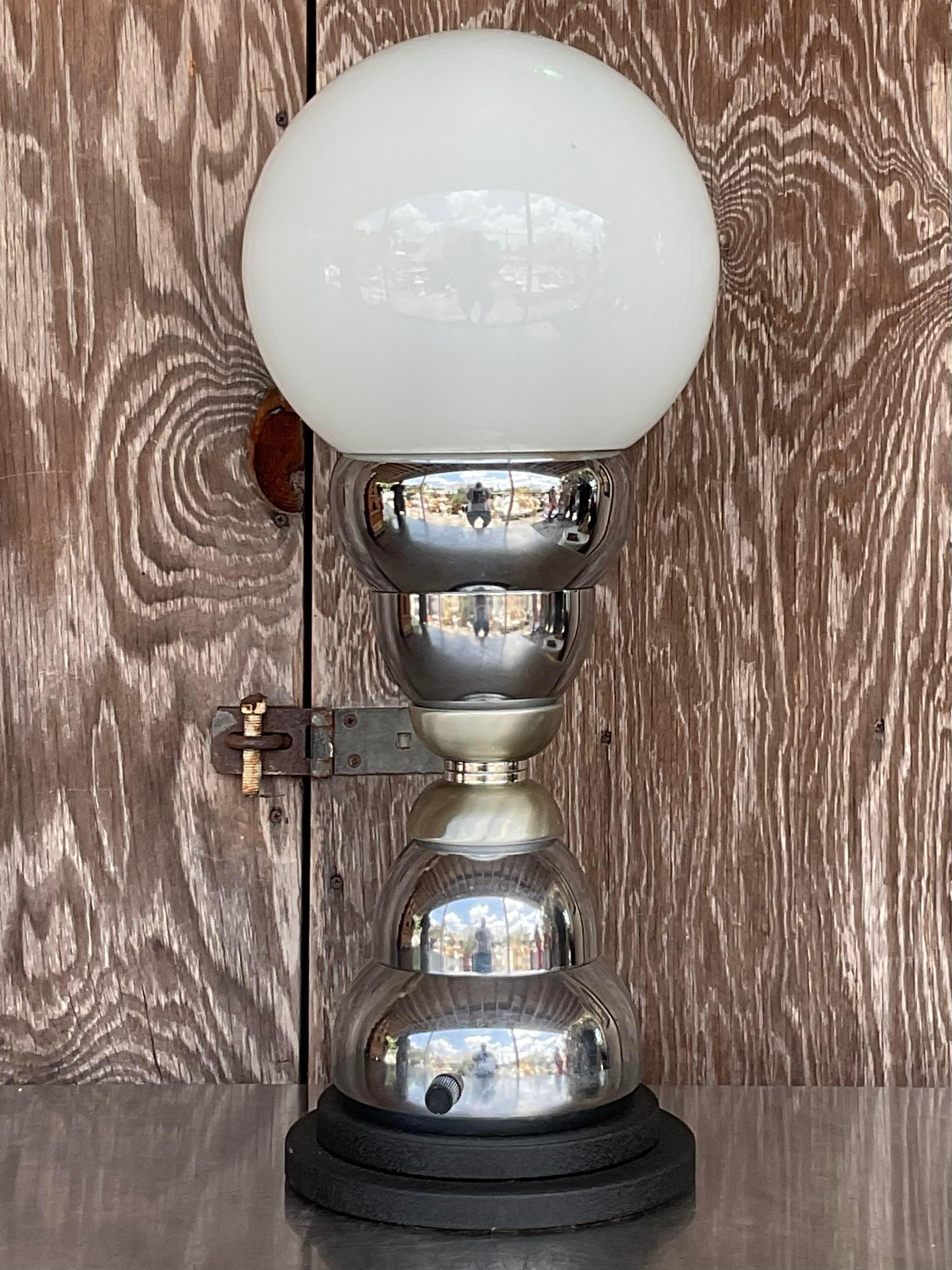 American Vintage Late 20th Century Postmodern Chrome Table Lamp For Sale