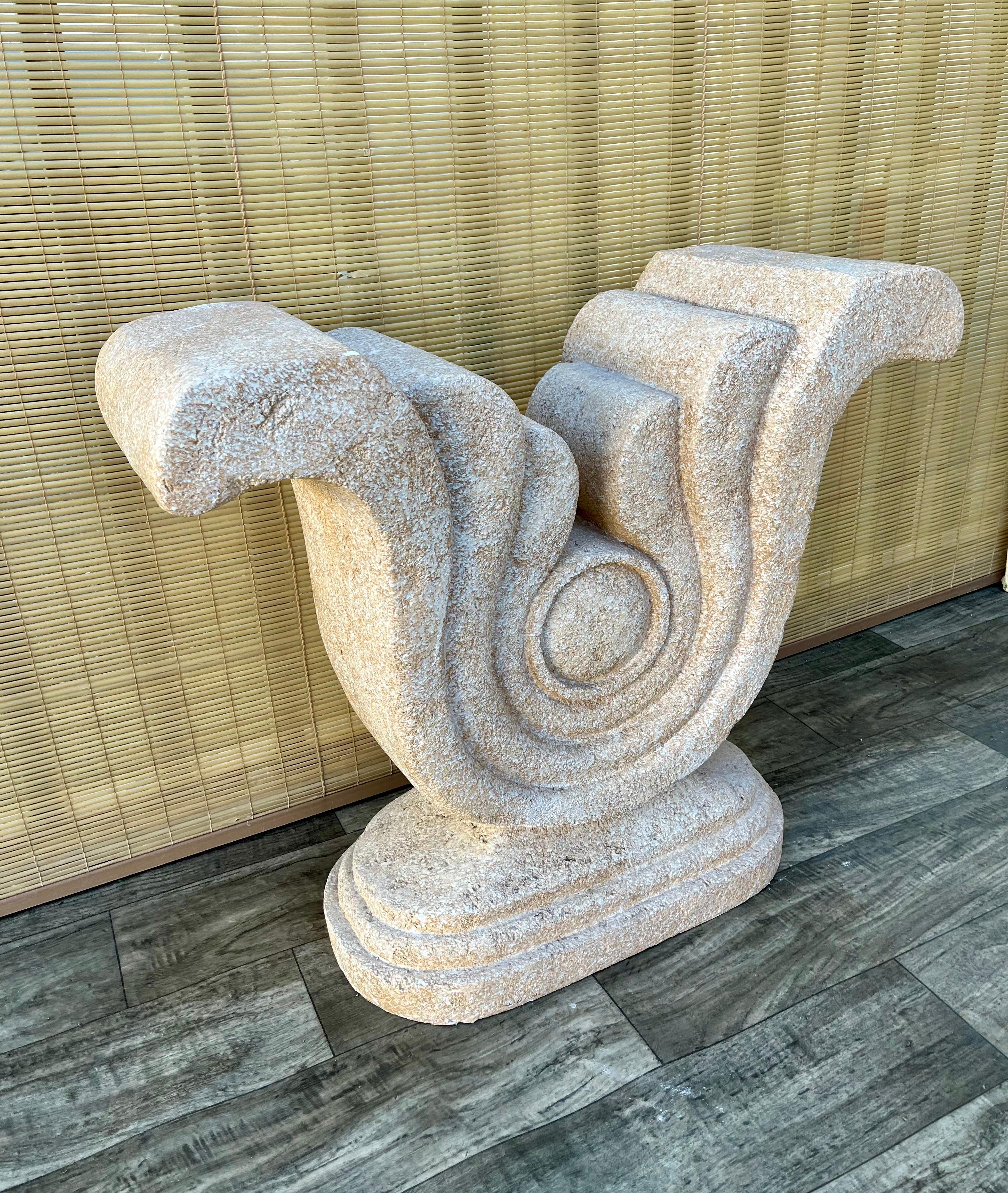 Vintage Late 20th Century Sculptural Faux Stone Konsolentisch W / Glas. C 1980er Jahre im Angebot 2