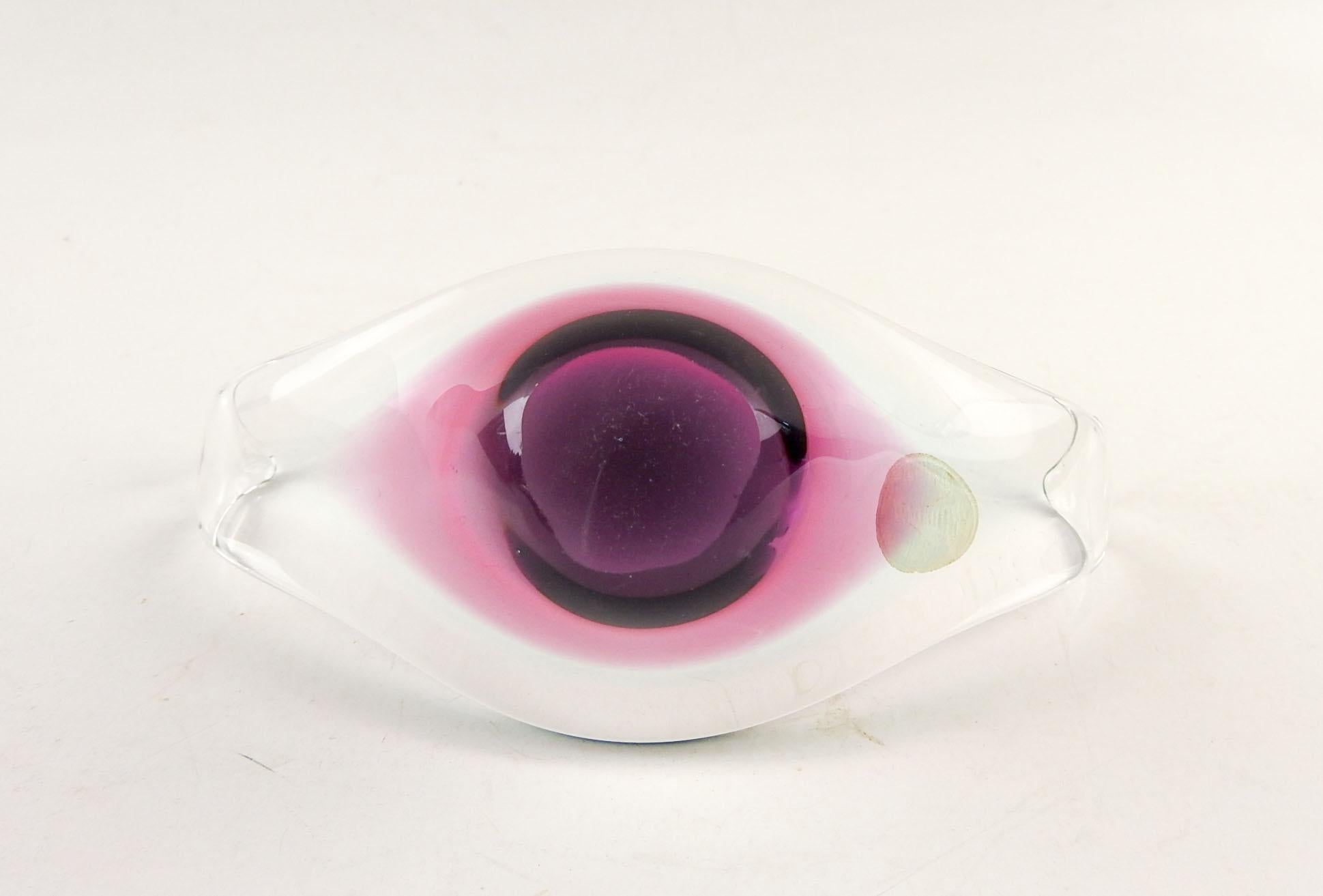 Art Glass Vintage Late 20th Century Small Murano Stretch Glass Purple Ombre Bowl For Sale