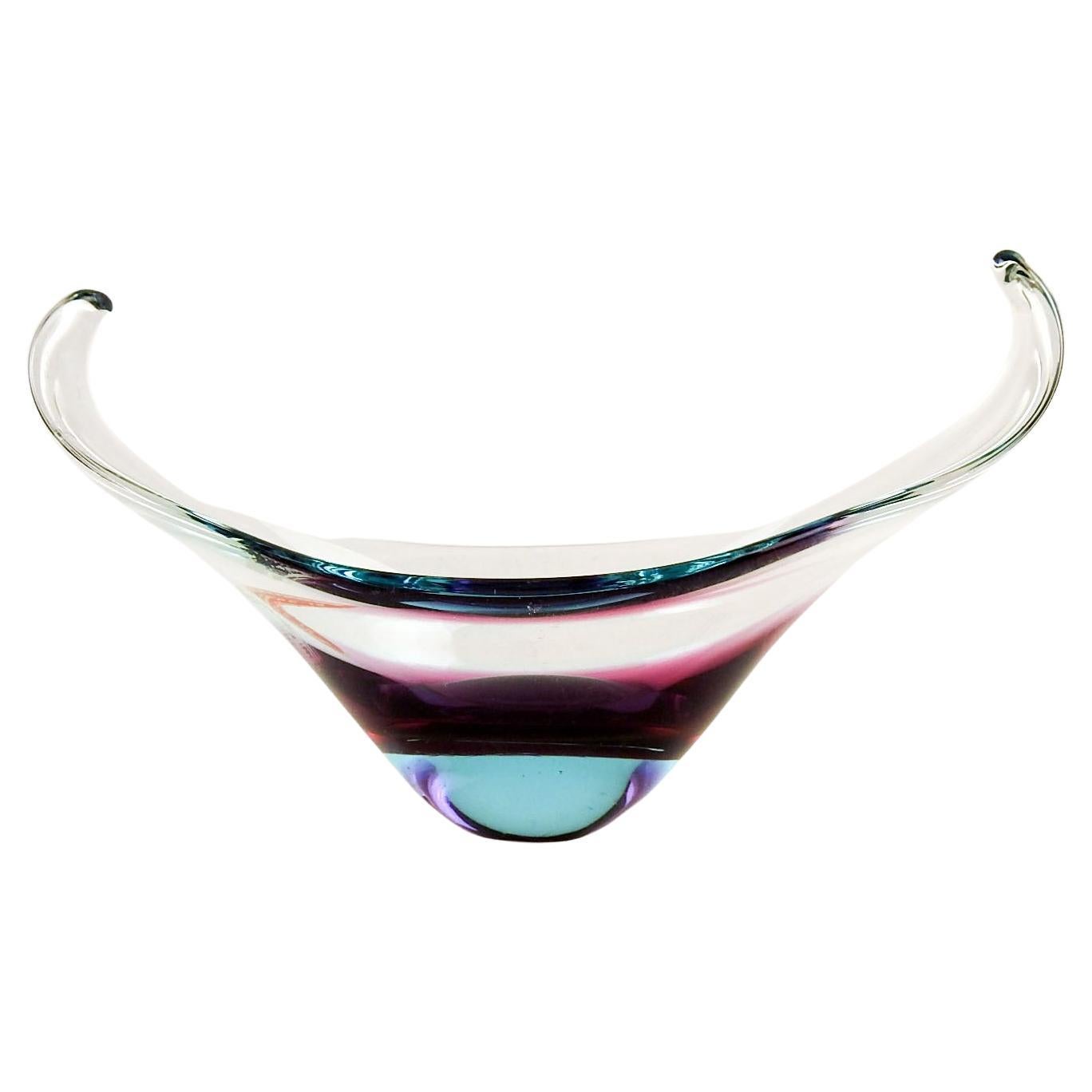 Vintage Late 20th Century Small Murano Stretch Glass Purple Ombre Bowl For Sale