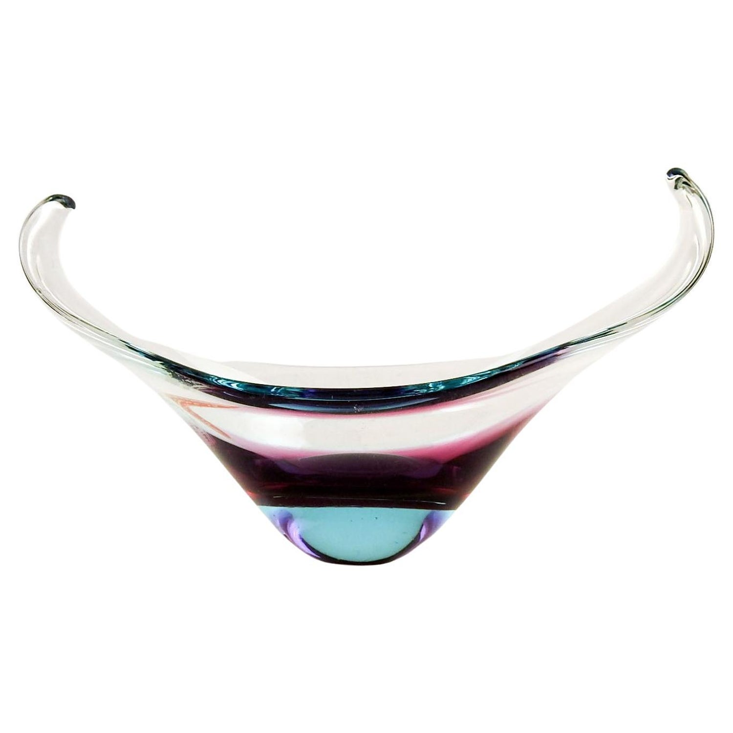 Heart Shaped Red Pink Gold Sparkles Murano Glass Bowl For Sale at