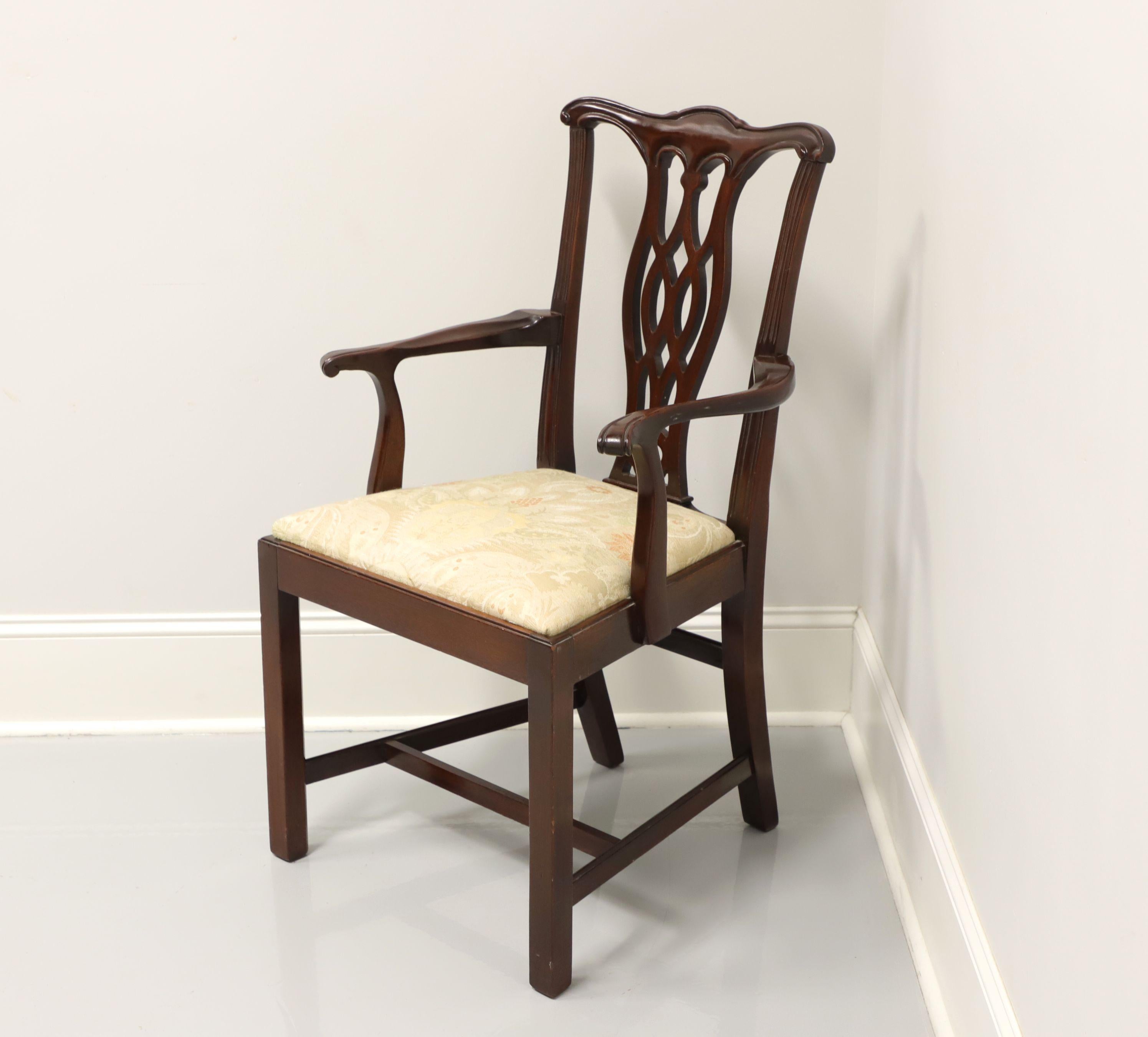 American Late 20th Century Solid Mahogany Straight Leg Chippendale Armchair For Sale