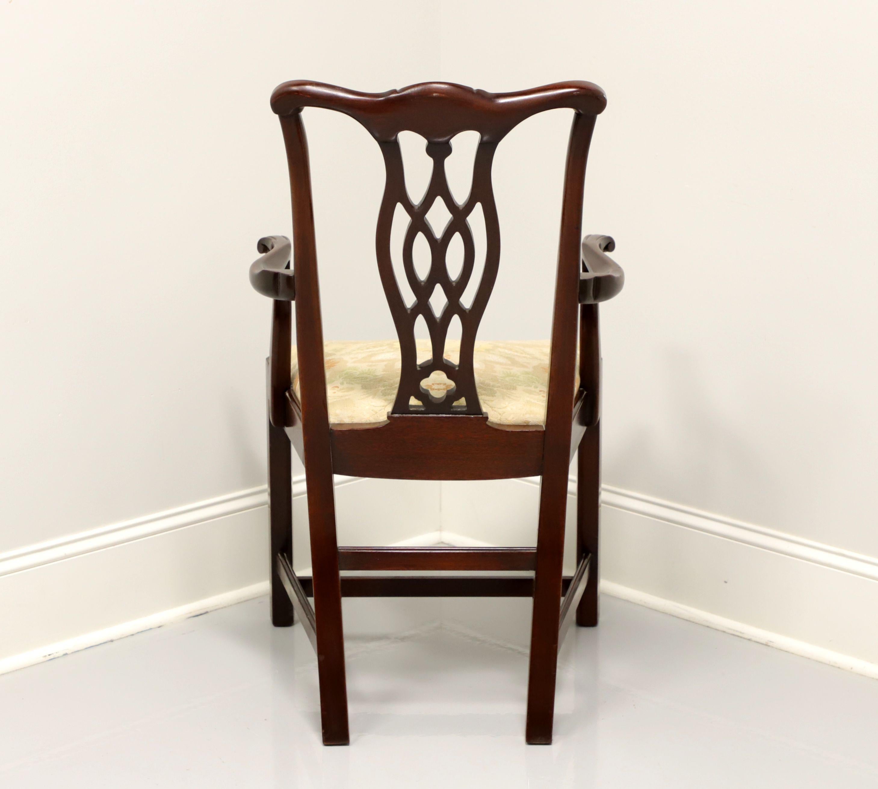 Late 20th Century Solid Mahogany Straight Leg Chippendale Armchair In Good Condition For Sale In Charlotte, NC