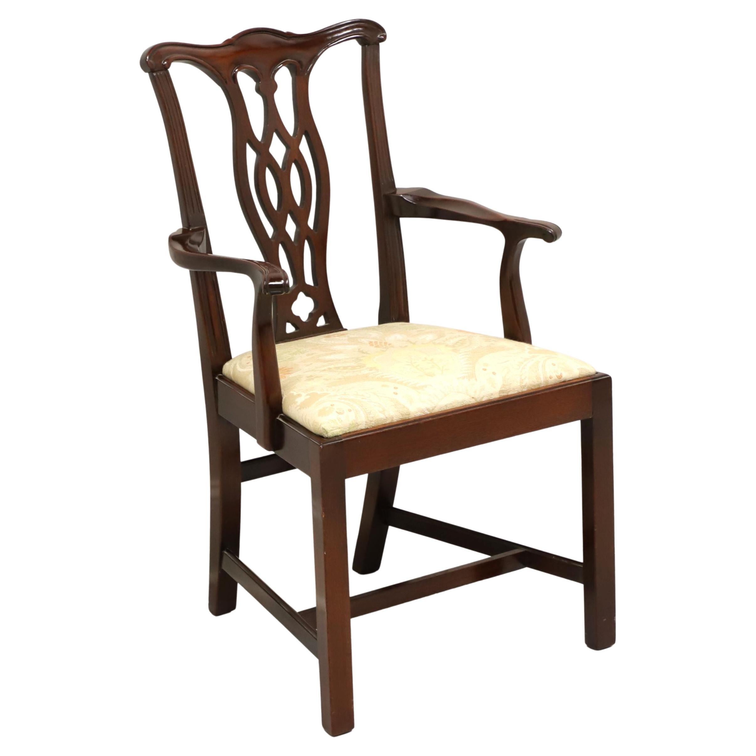 Late 20th Century Solid Mahogany Straight Leg Chippendale Armchair For Sale