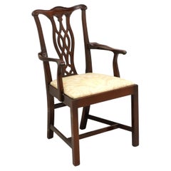 Late 20th Century Solid Mahogany Straight Leg Chippendale Armchair
