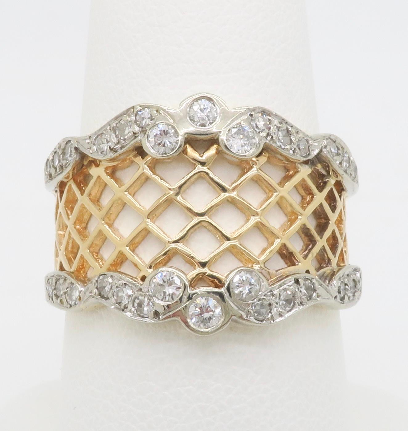 Round Cut Vintage Lattice Diamond Cigar Band