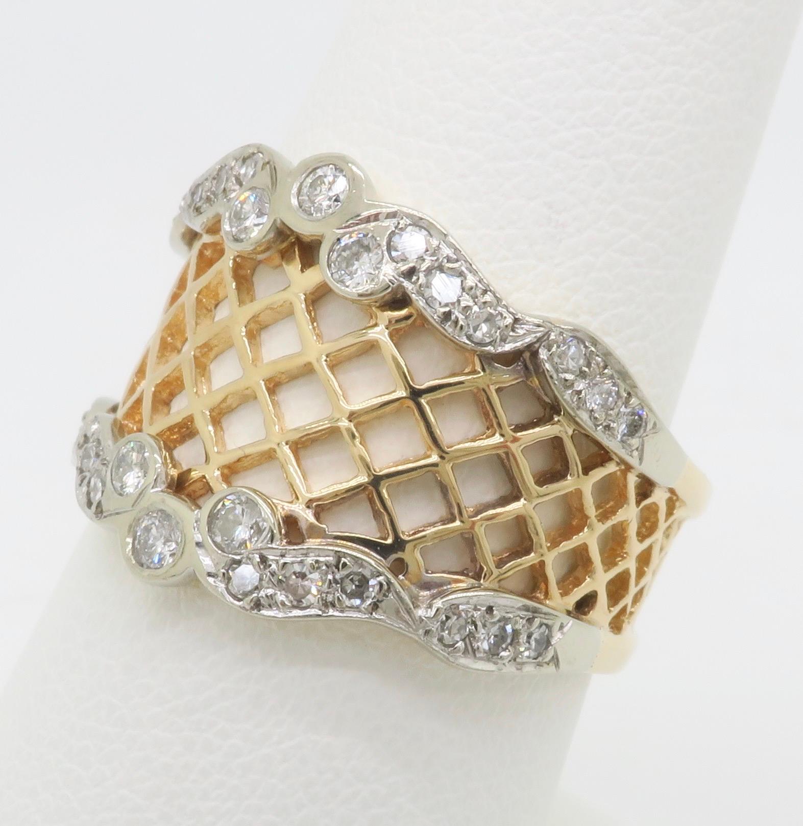 Vintage Lattice Diamond Cigar Band In Excellent Condition In Webster, NY