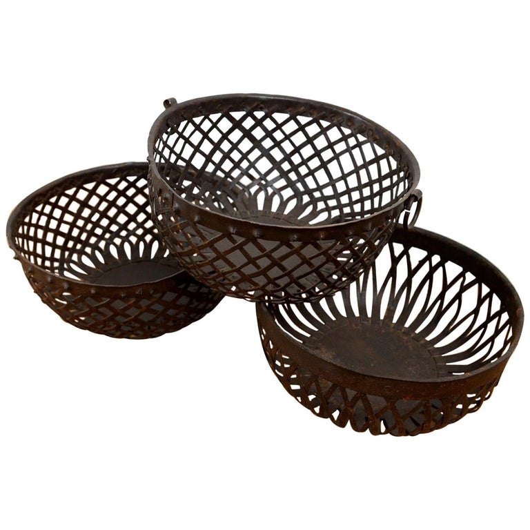 Vintage Latticework Metal Baskets, 20th Century at 1stDibs
