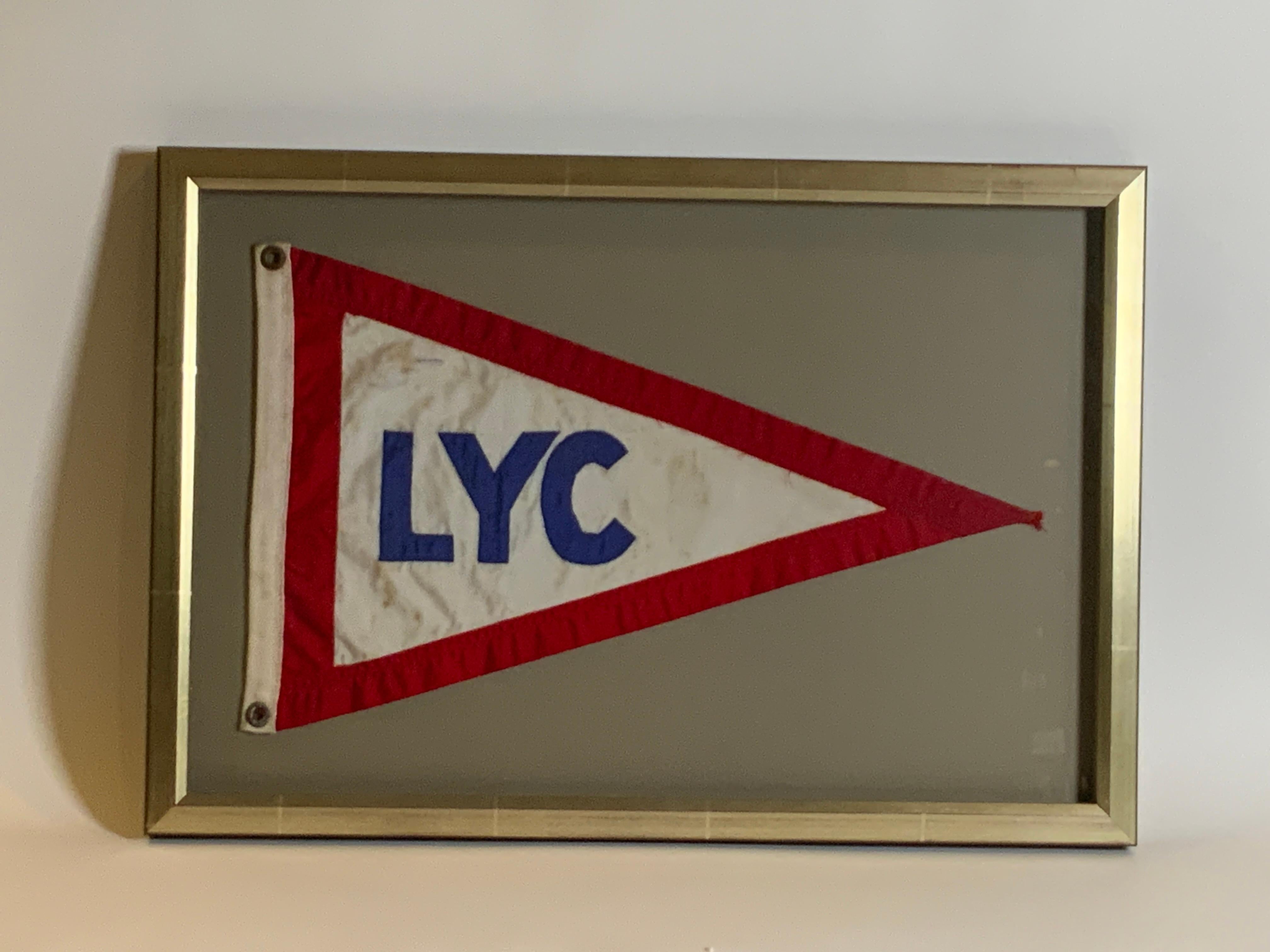 North American Vintage Lauderdale Yacht Club Framed Burgee For Sale