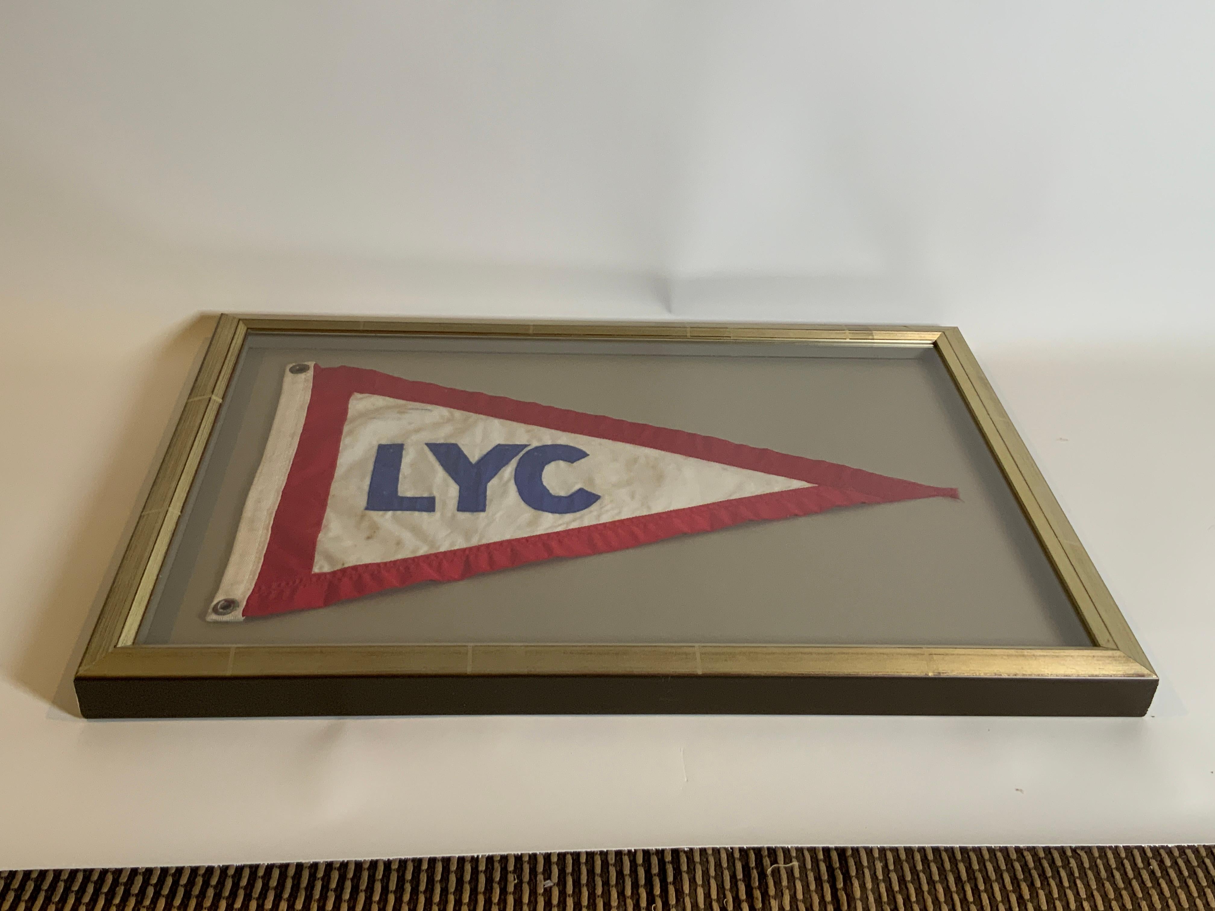Late 20th Century Vintage Lauderdale Yacht Club Framed Burgee For Sale