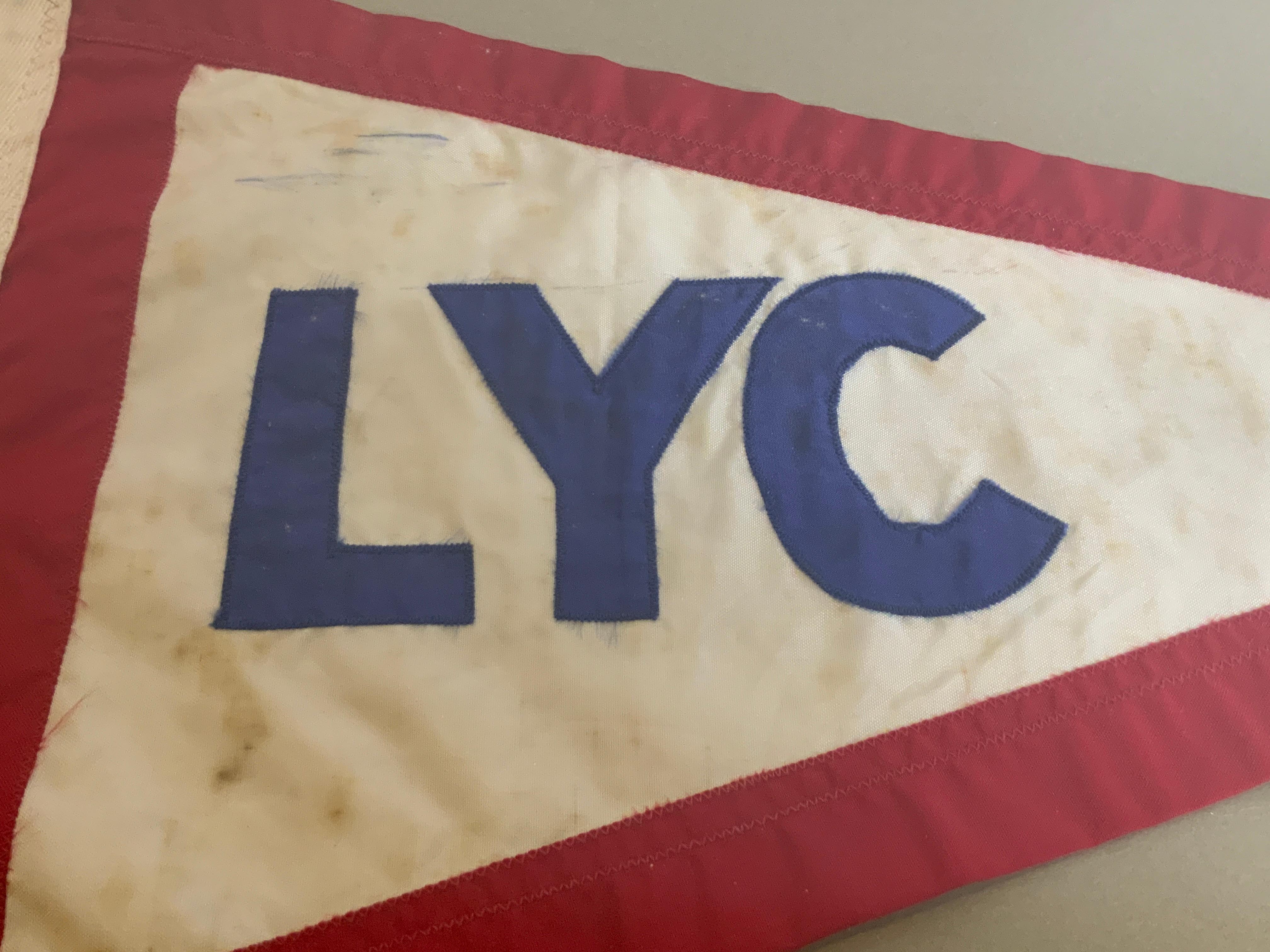 Linen Vintage Lauderdale Yacht Club Framed Burgee For Sale