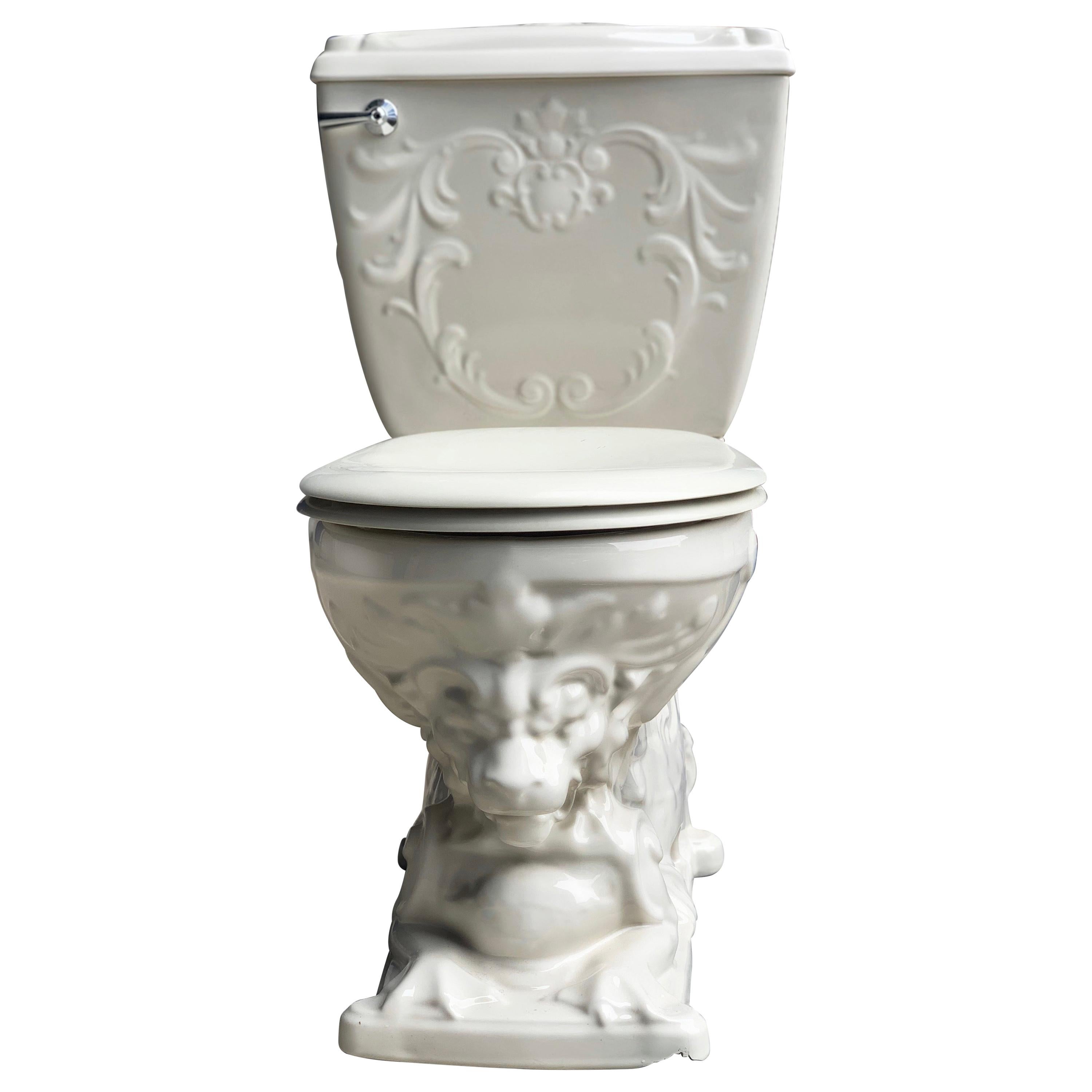 Vintage Laufen Nautilus Regal Lion Porcelain Throne Toilet Water Closet, Cistern