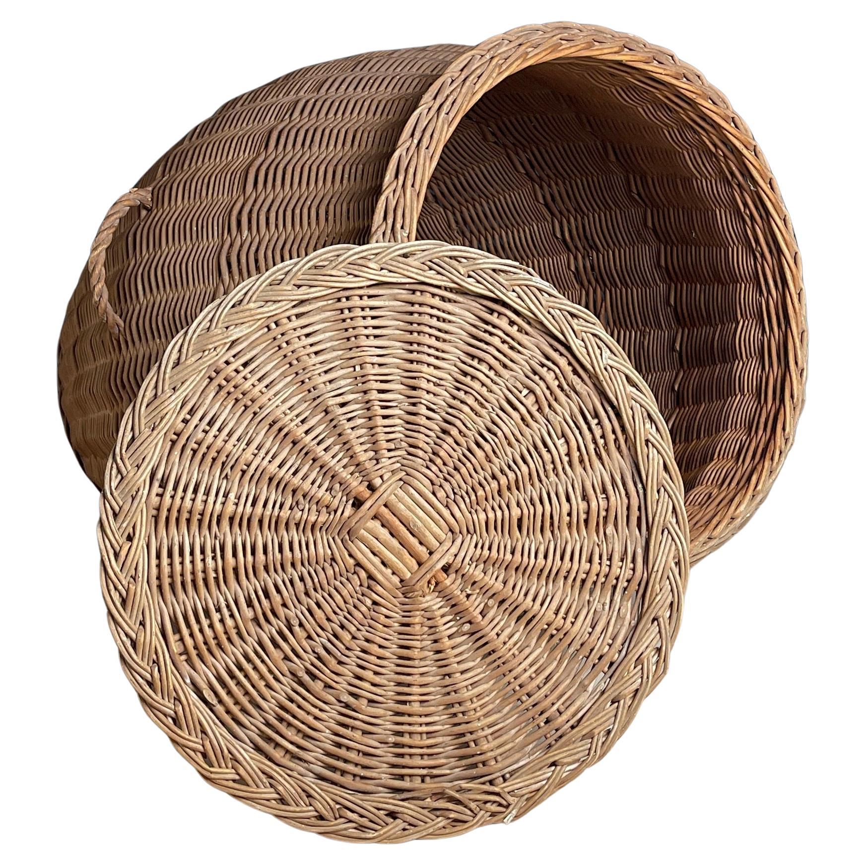 Tissage d'osier vintage de Corbeilles de Lavière Yugoslavia des années 1970