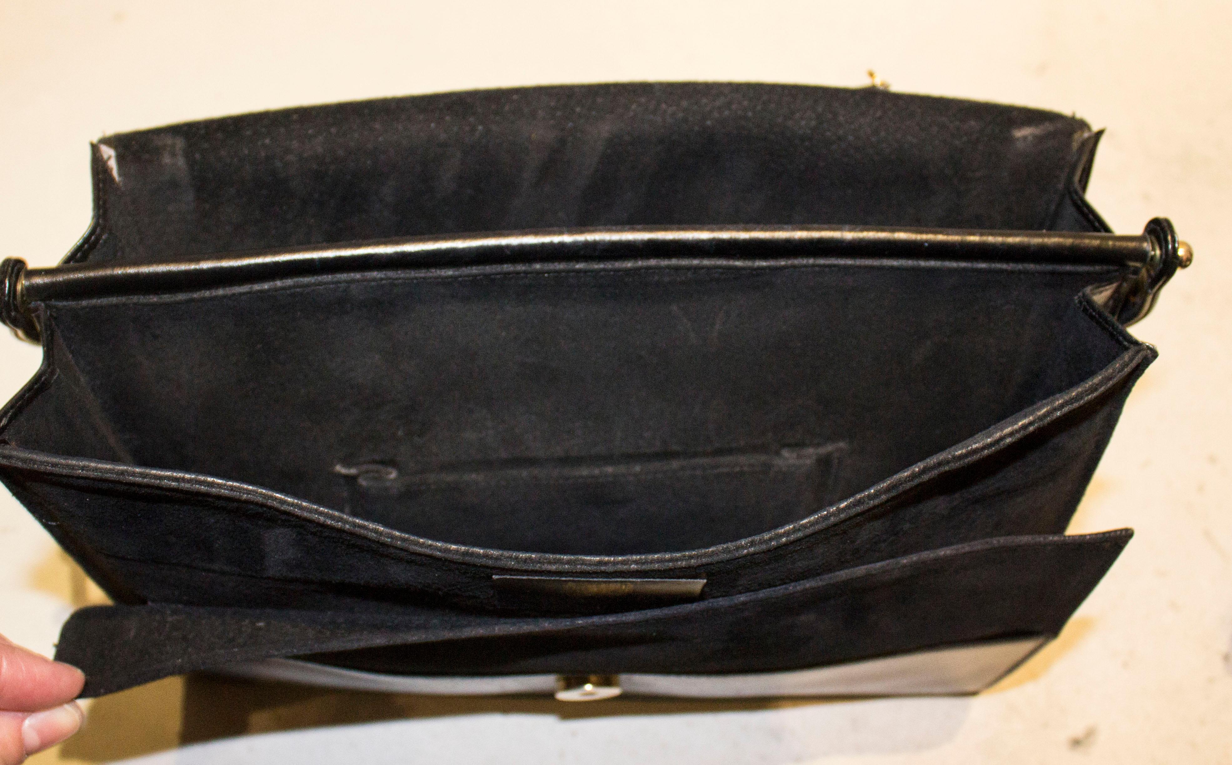 Vintage Launer Black Leather Bag 5