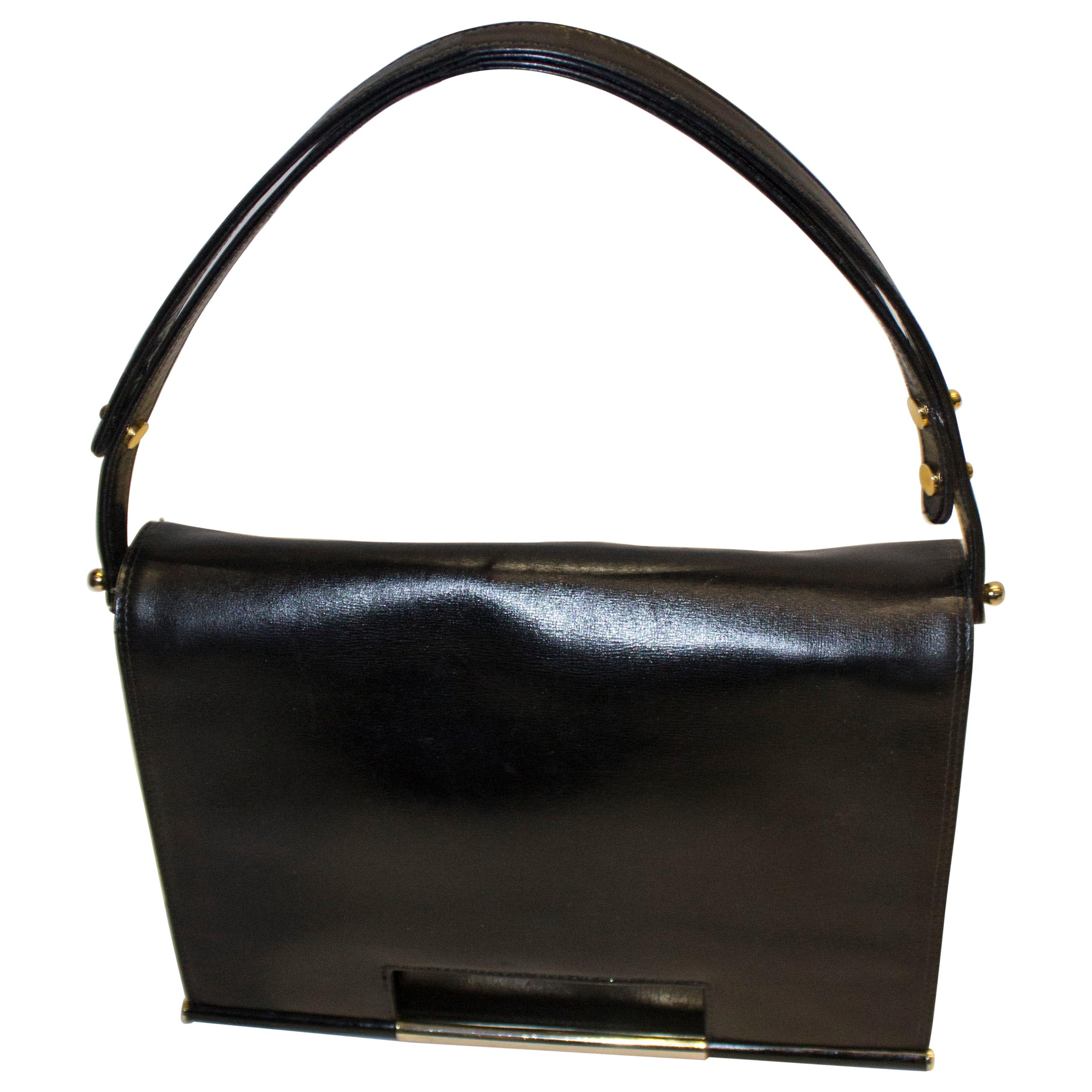 Vintage Launer Black Leather Bag