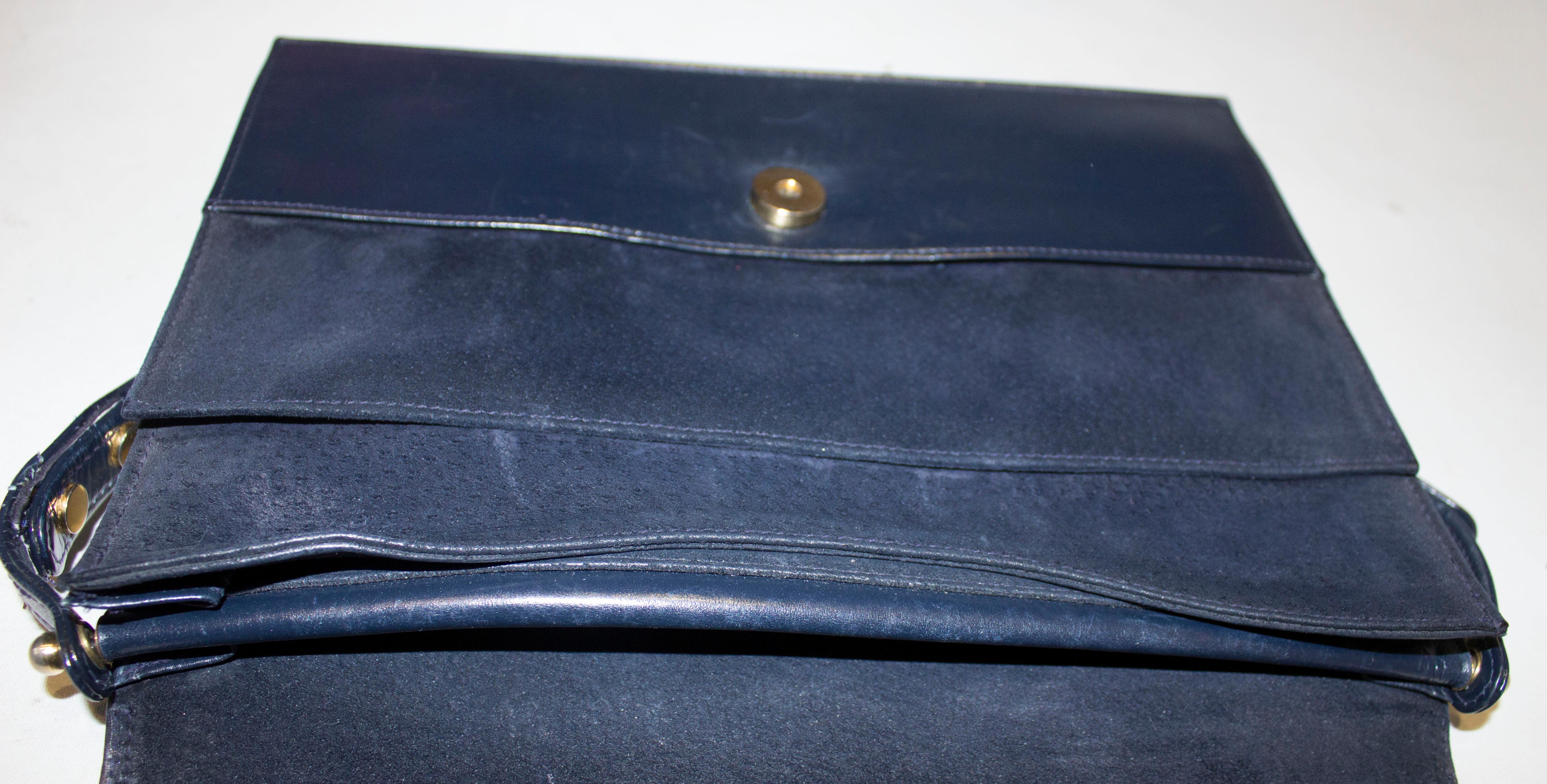 Women's Vintage Launer Blue Leather Bag