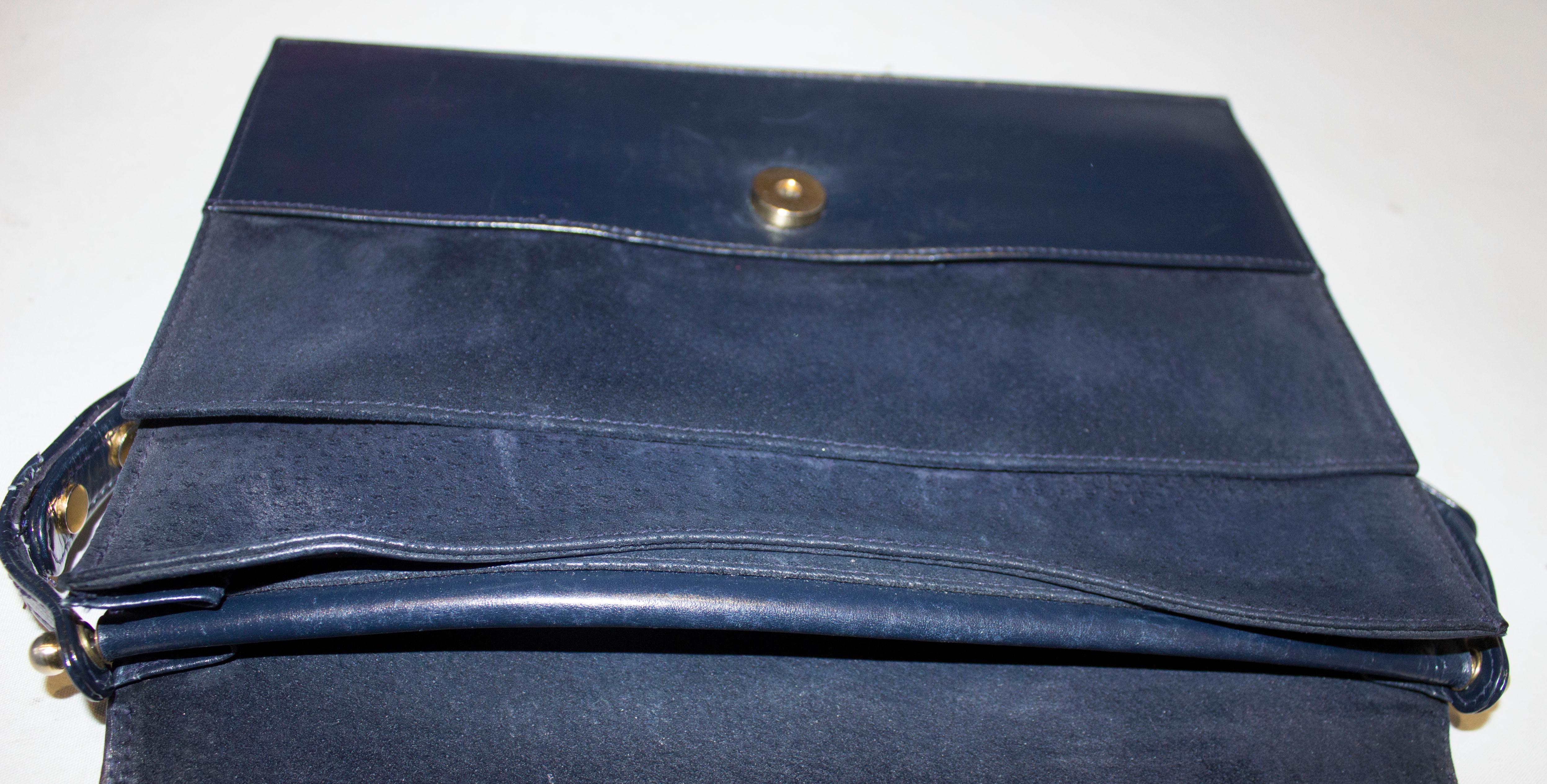 Vintage Launer Blue Leather Bag 4