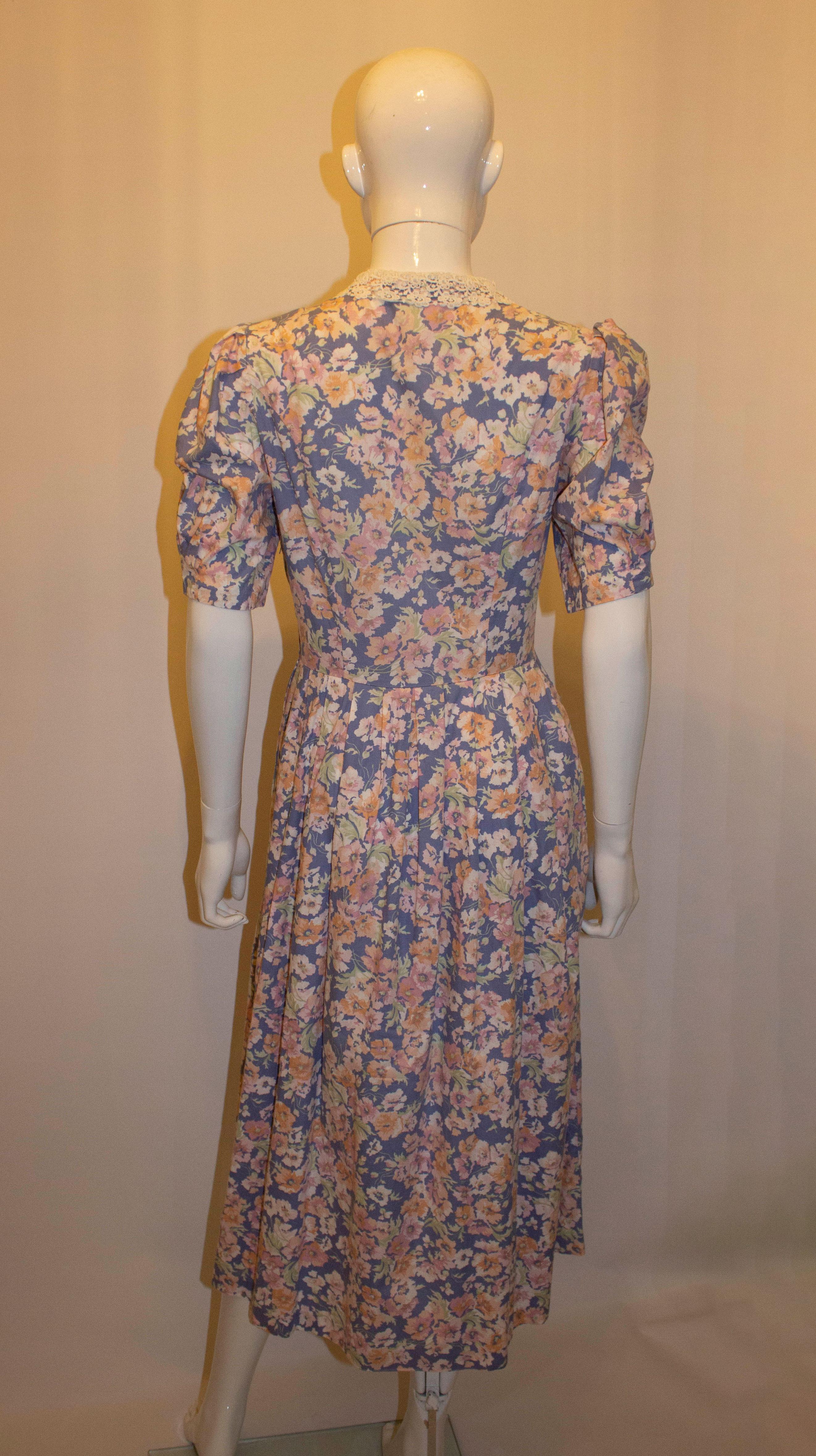 Brown Vintage Laura Ashley Floral Cotton Dress
