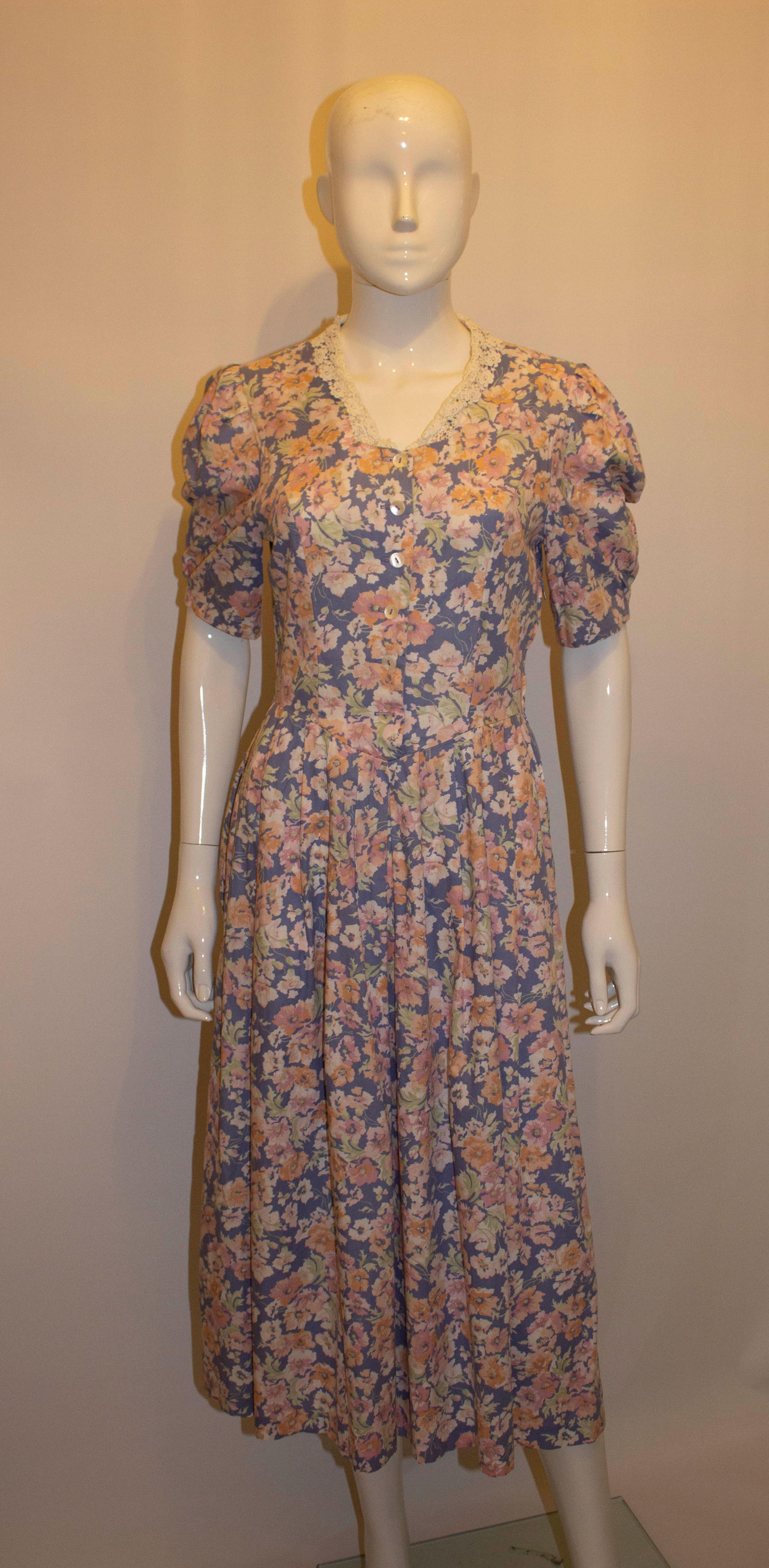 Women's Vintage Laura Ashley Floral Cotton Dress