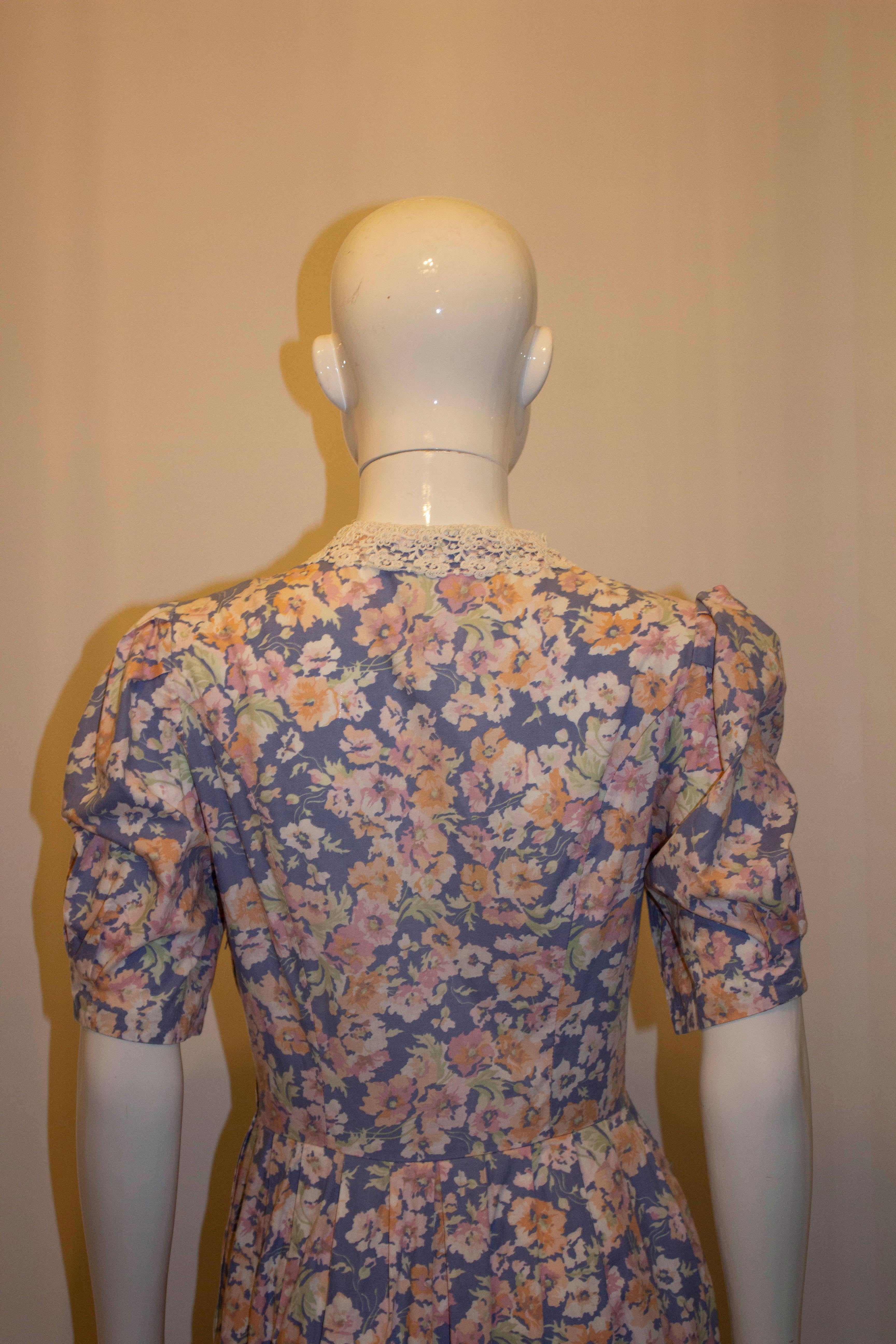 Vintage Laura Ashley Floral Cotton Dress 1