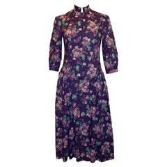 Laura Ashley Vintage Florales Baumwollkleid mit Blumenmuster