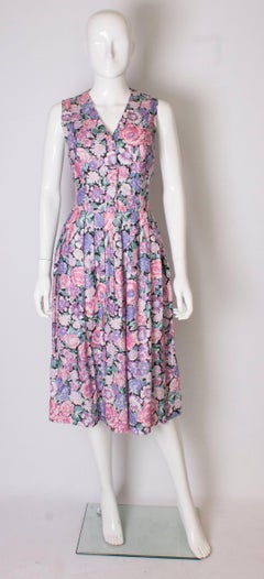 Vintage Laura Ashley Floral Cotton / Linen Dress