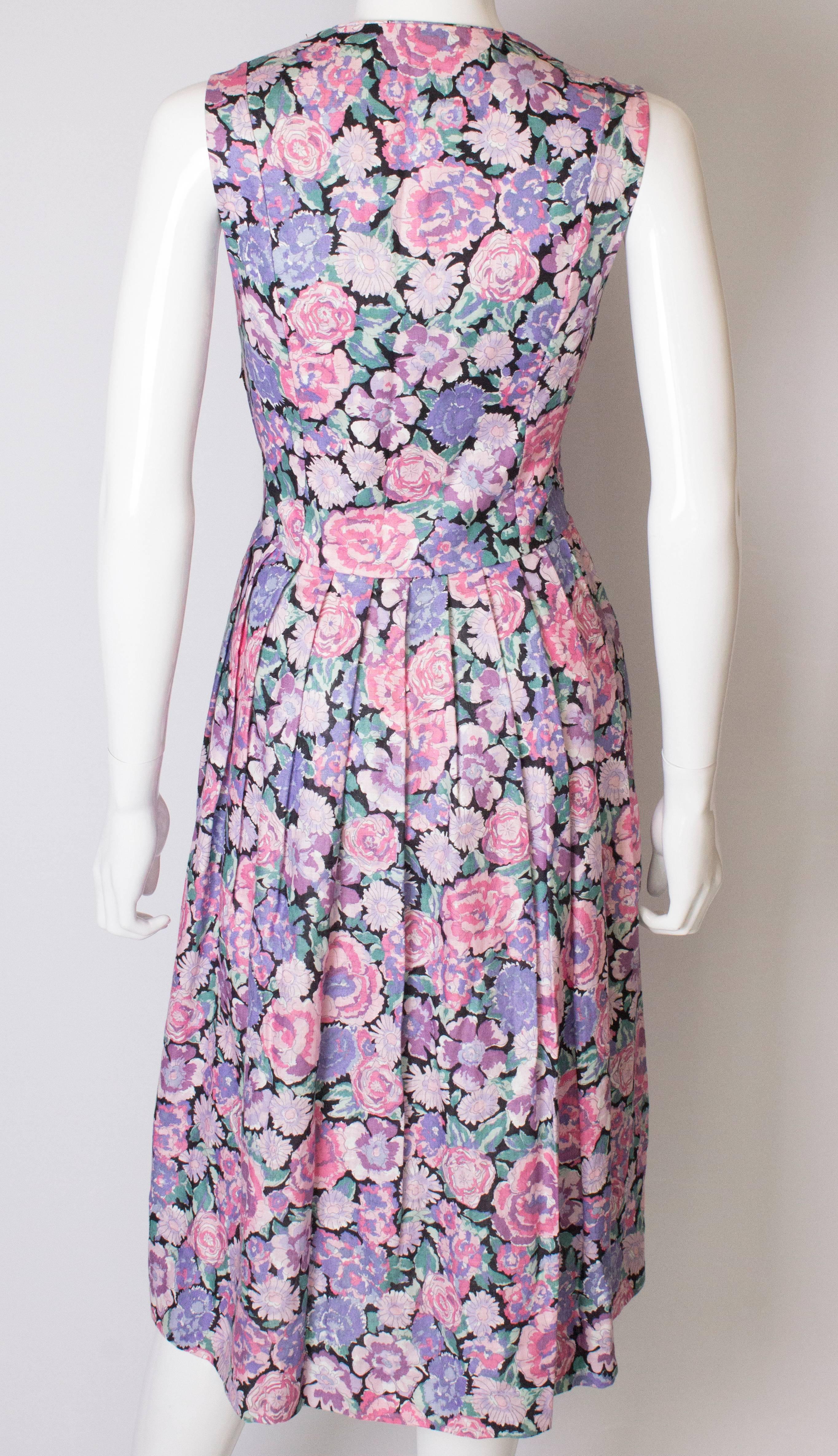 Vintage Laura Ashley Floral Cotton / Linen Dress 1