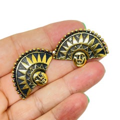 Vintage LAUREL BURCH signed gold enamel designer pierced earrings
