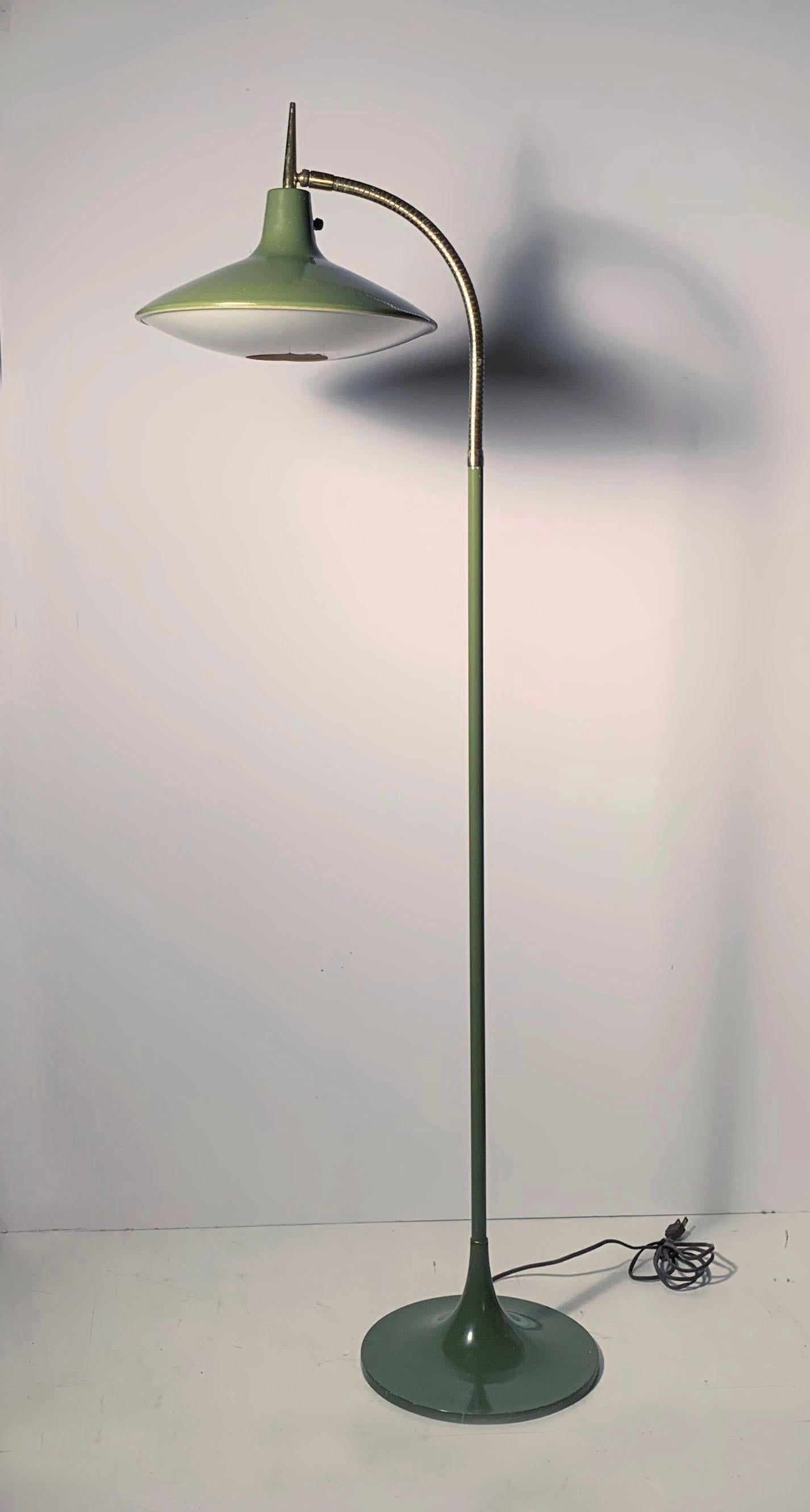 Lampadaire vintage Laurel Gooseneck modèle B- 683 en olive en vente 7