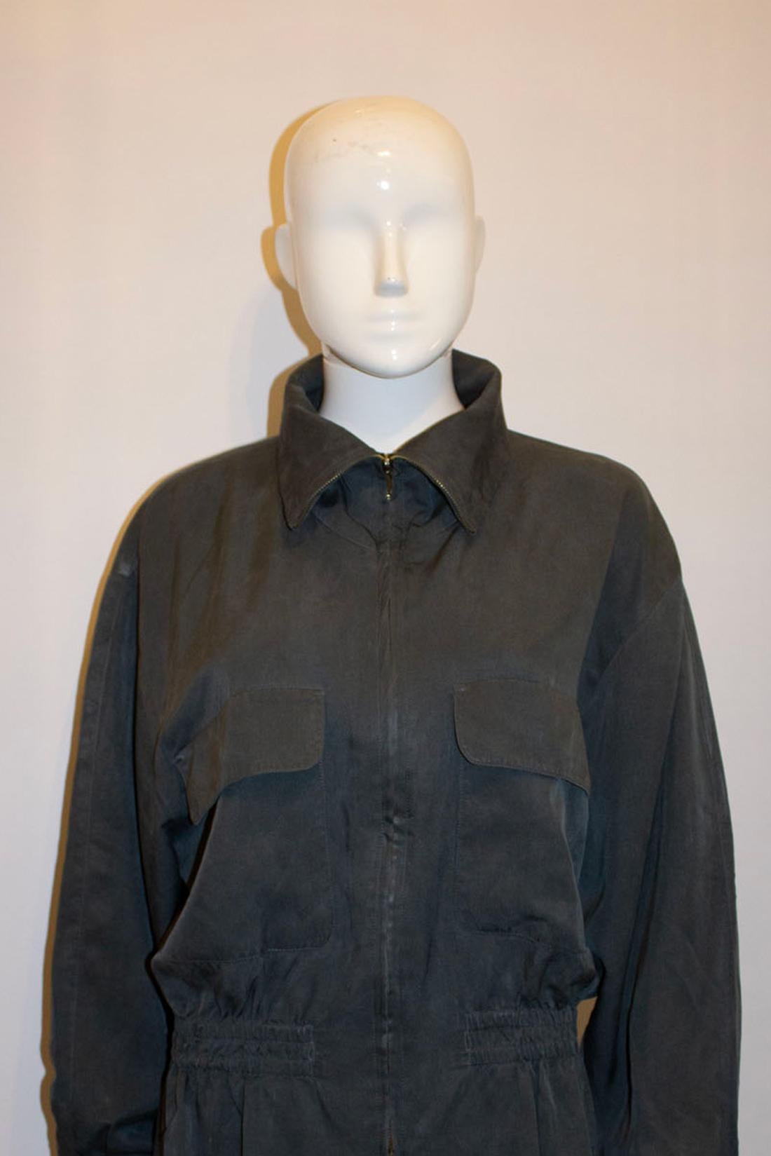 Vintage Laurel Grey / Green Silk Bomber Jacket 1