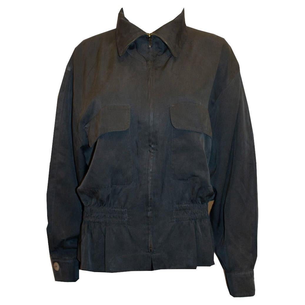 Vintage Laurel Grey / Green Silk Bomber Jacket