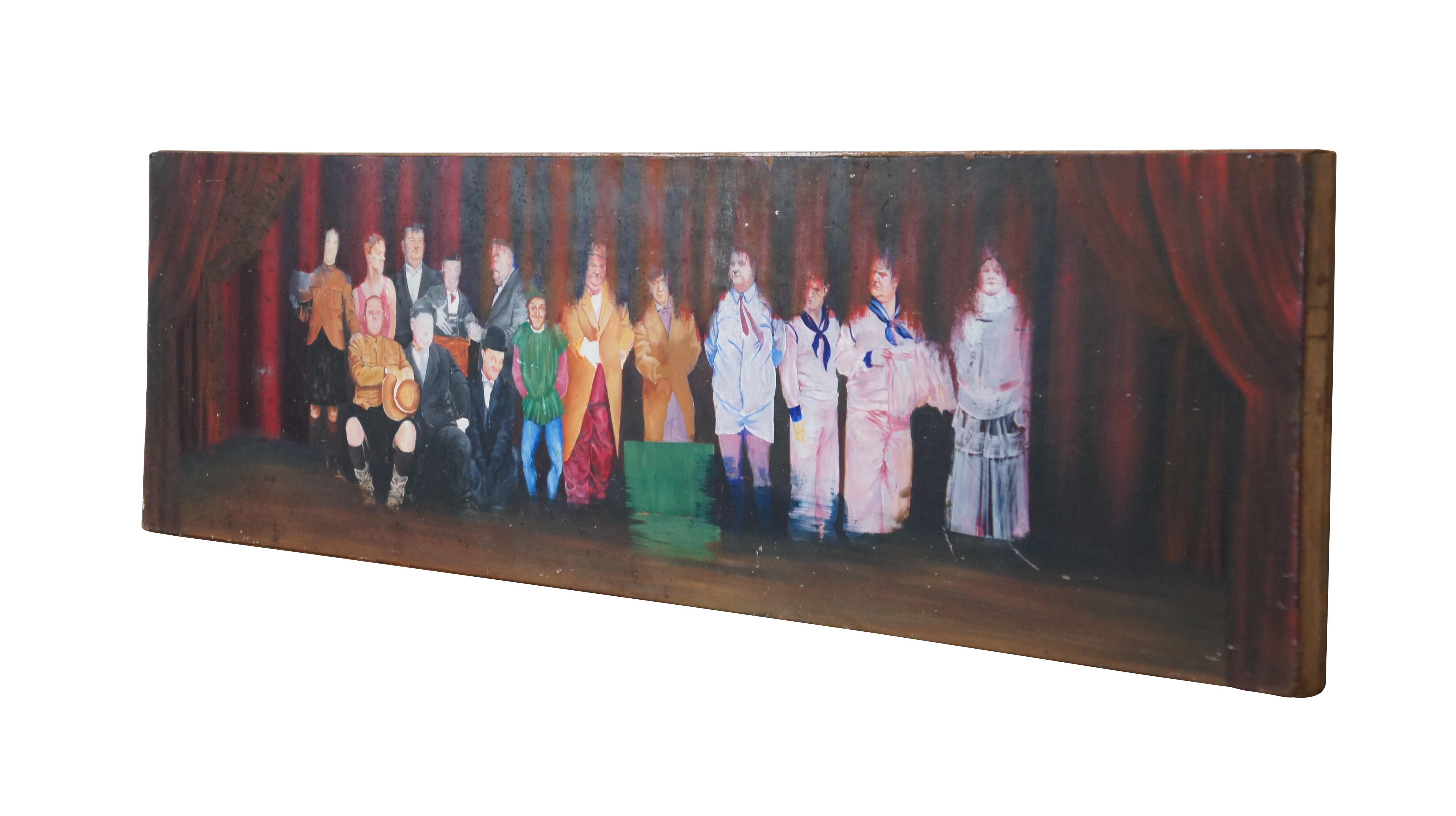 Vintage Laurel & Hardy Costume Parade Yardlong Oil Painting on Board 39