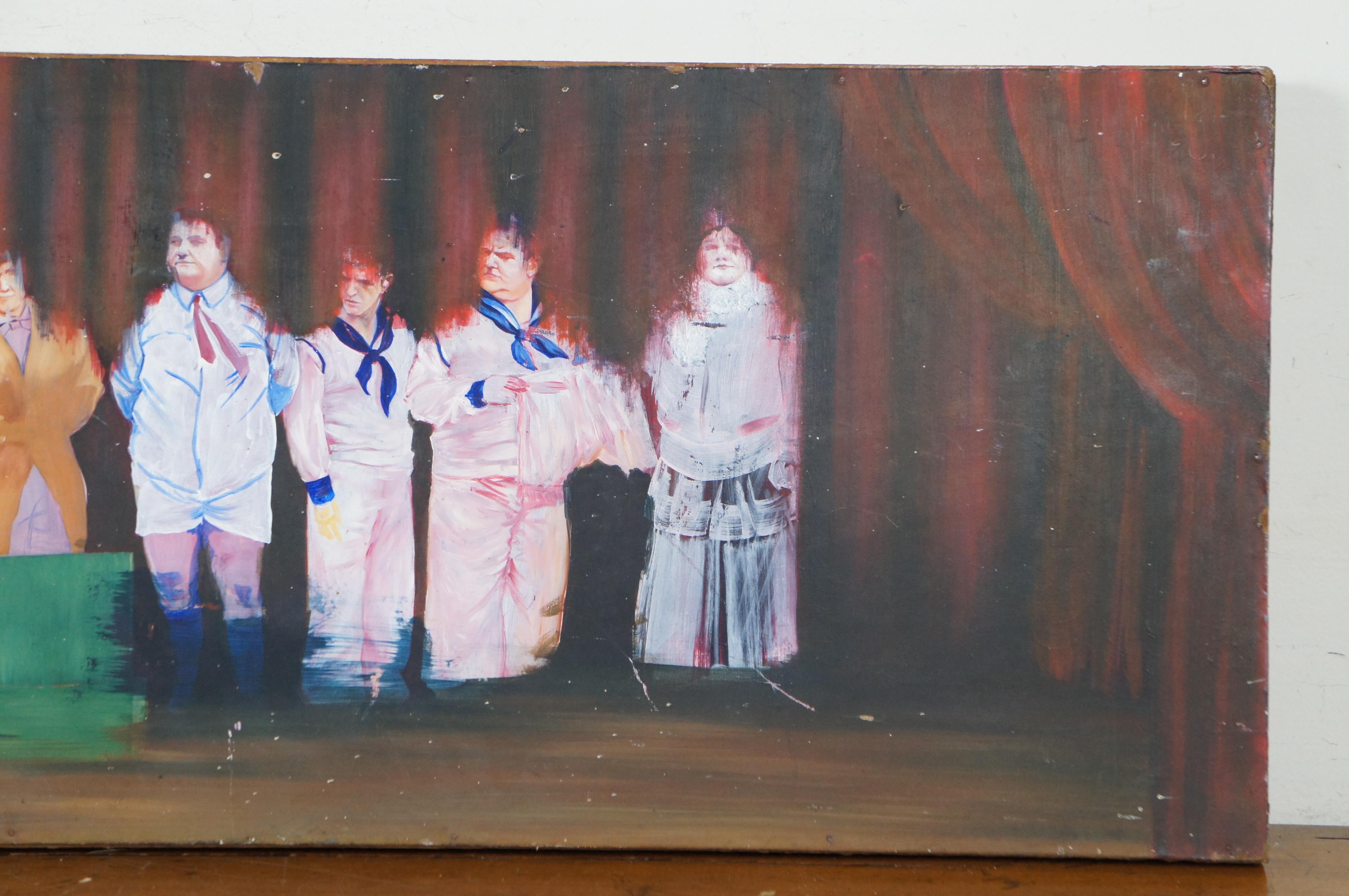 Vintage Laurel & Hardy Costume Parade Yardlong Oil Painting on Board 39