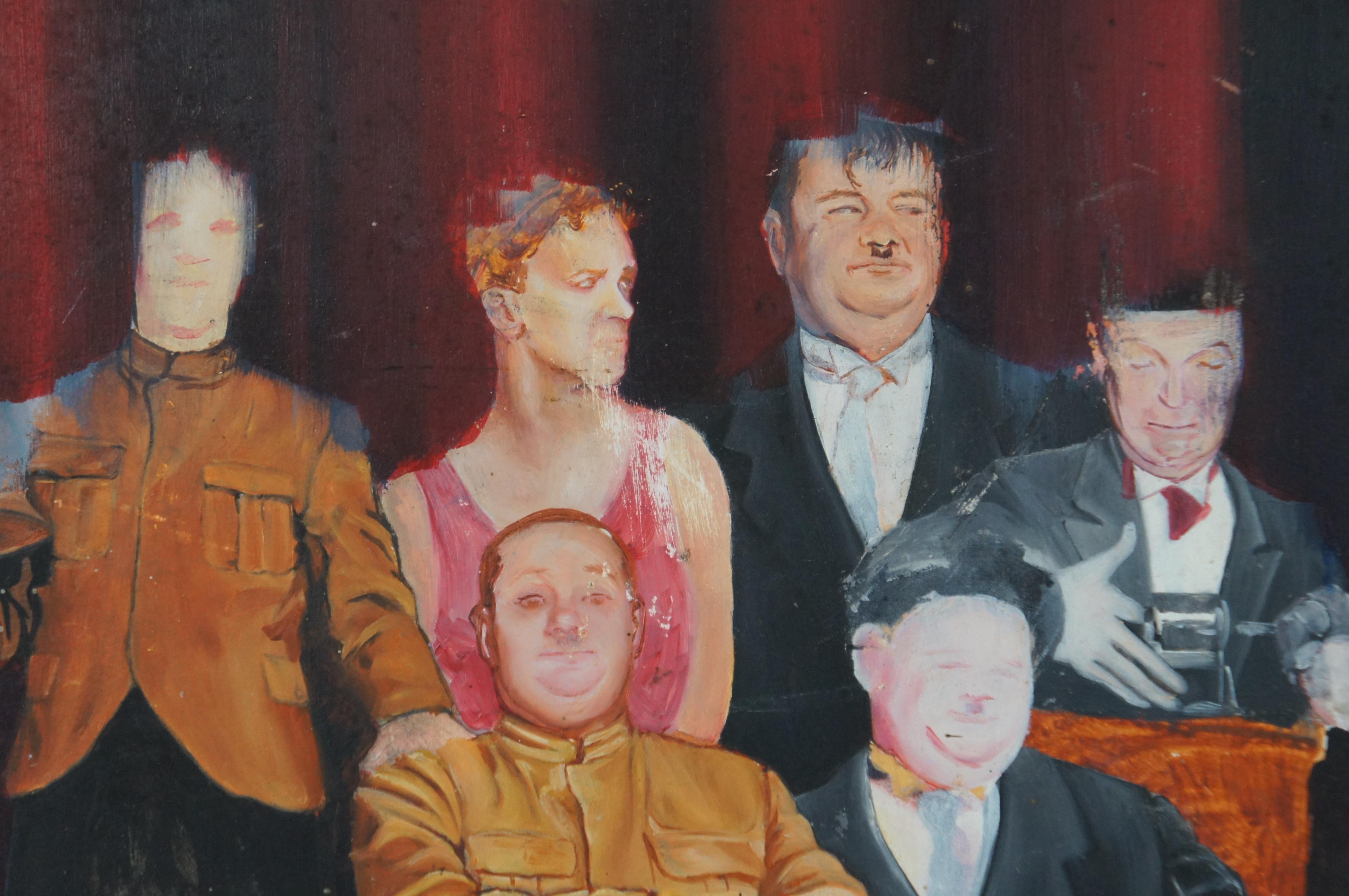 Vintage Laurel & Hardy Costume Parade Yardlong Oil Painting on Board 39