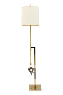 Vintage Laurel Lamp Company Tall Brass Adjustable Floor Lamp