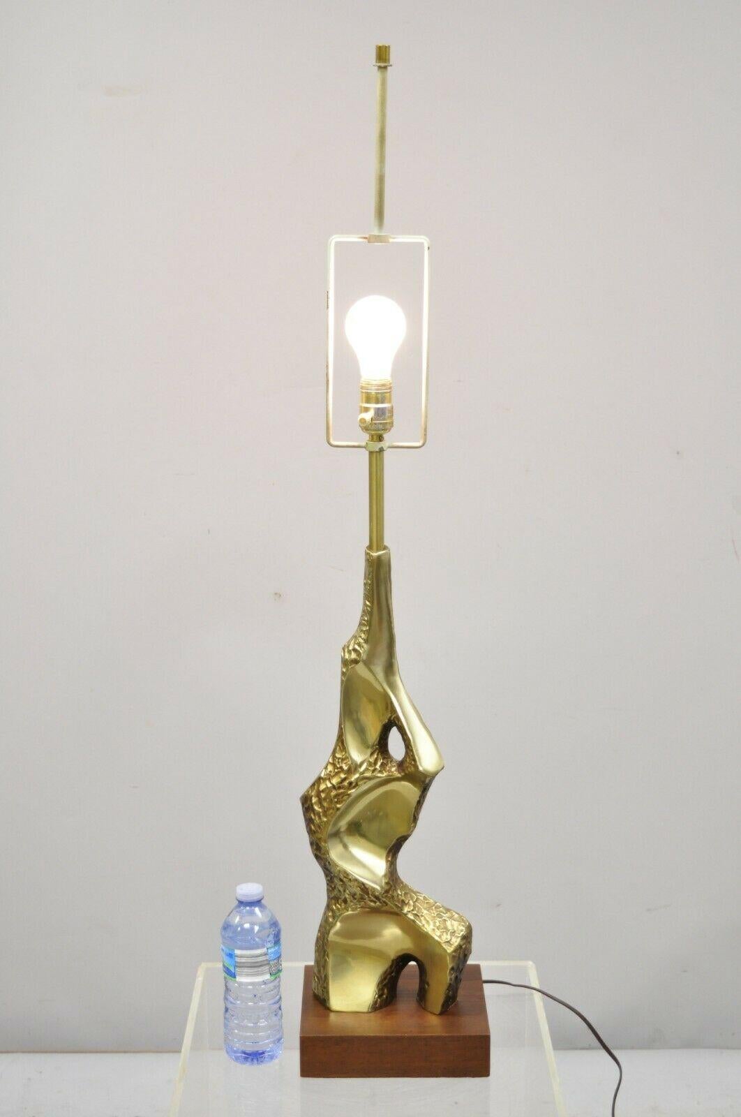 Vintage Laurel Maurizio Tempestini Brutalist Brass Midcentury Table Lamp 5