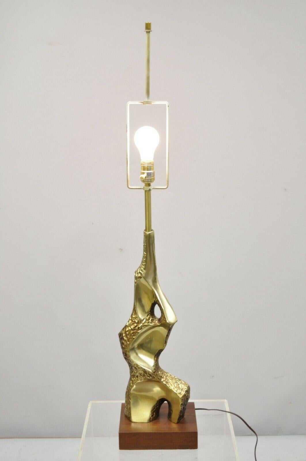 Vintage Laurel Maurizio Tempestini Brutalist Brass Midcentury Table Lamp 6