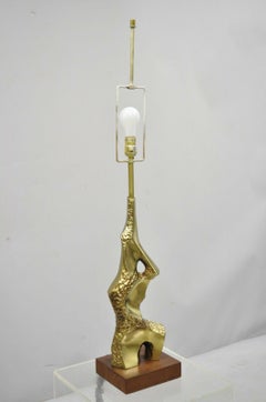 Vintage Laurel Maurizio Tempestini Brutalist Brass Midcentury Table Lamp