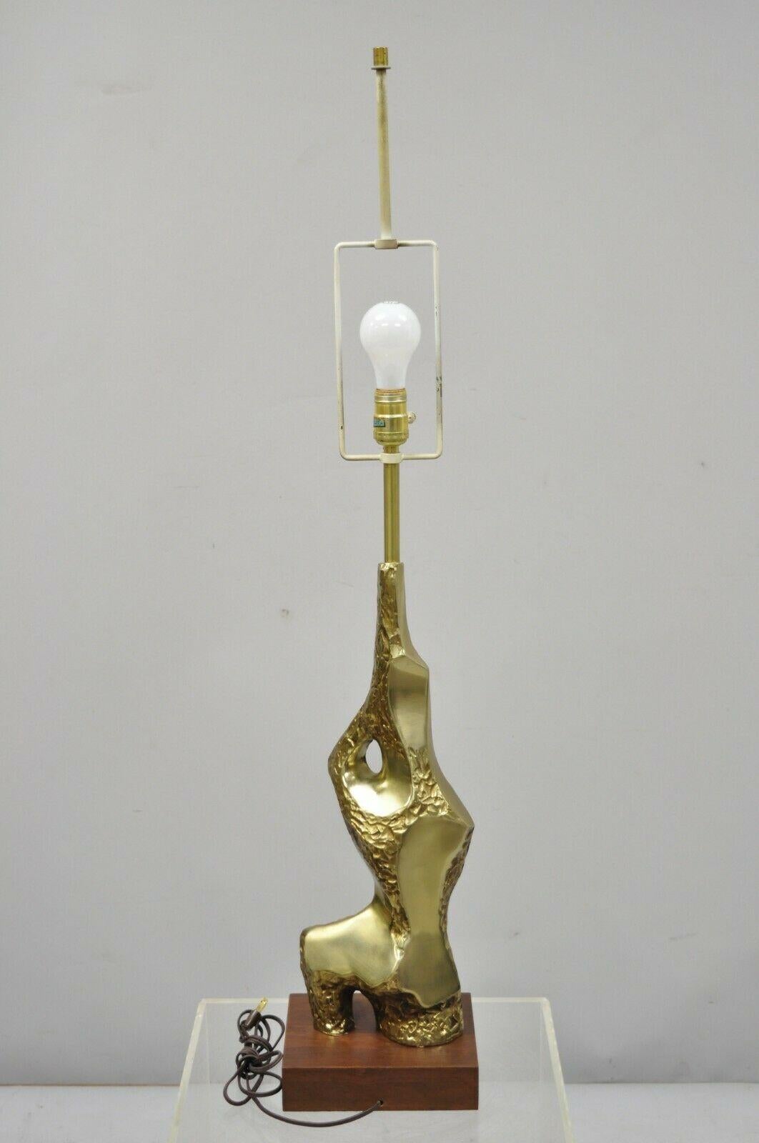 Vintage Laurel Maurizio Tempestini Brutalist Brass Midcentury Table Lamp 2